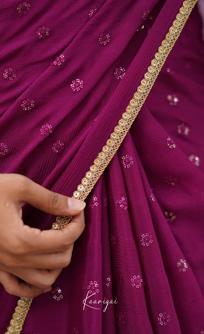 Tara- Magenta Chinnon Saree Sarees