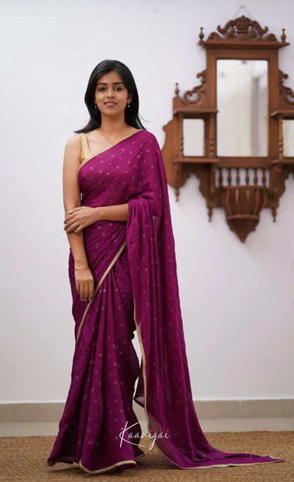 Tara- Magenta Chinnon Saree Sarees