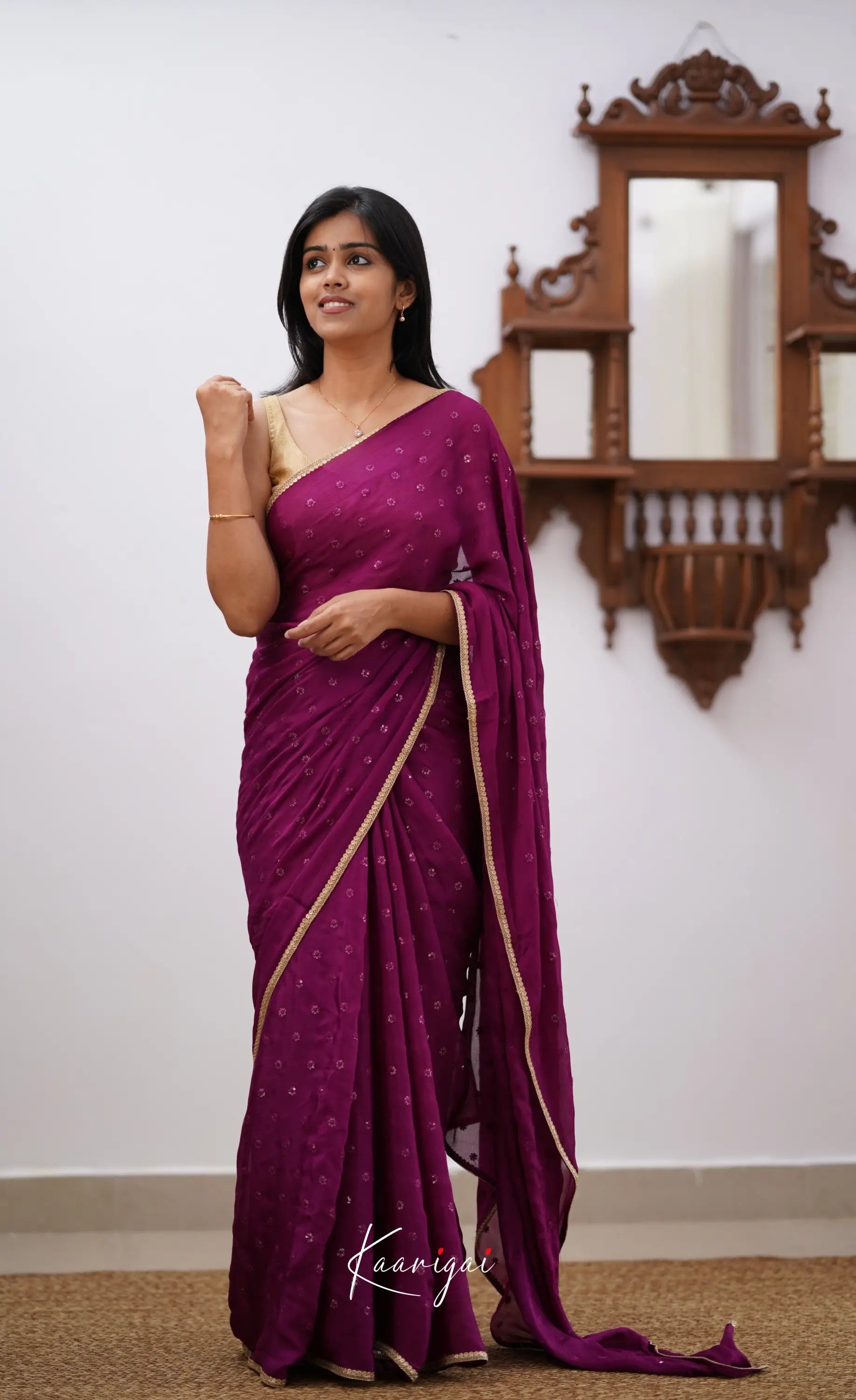 Tara- Magenta Chinnon Saree Sarees