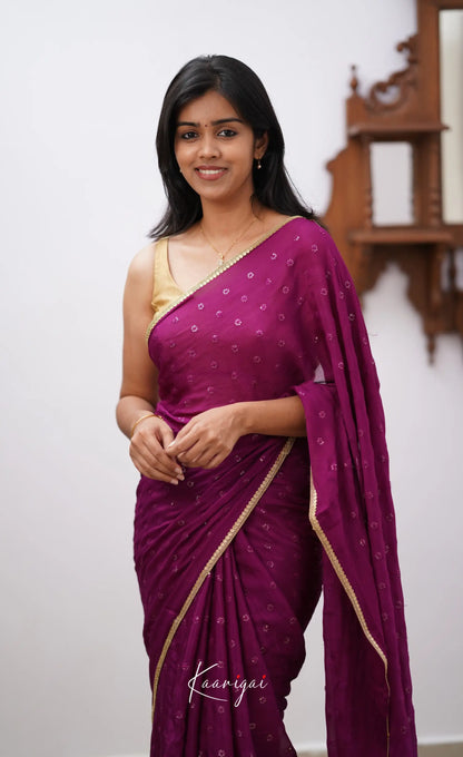 Tara- Magenta Chinnon Saree Sarees