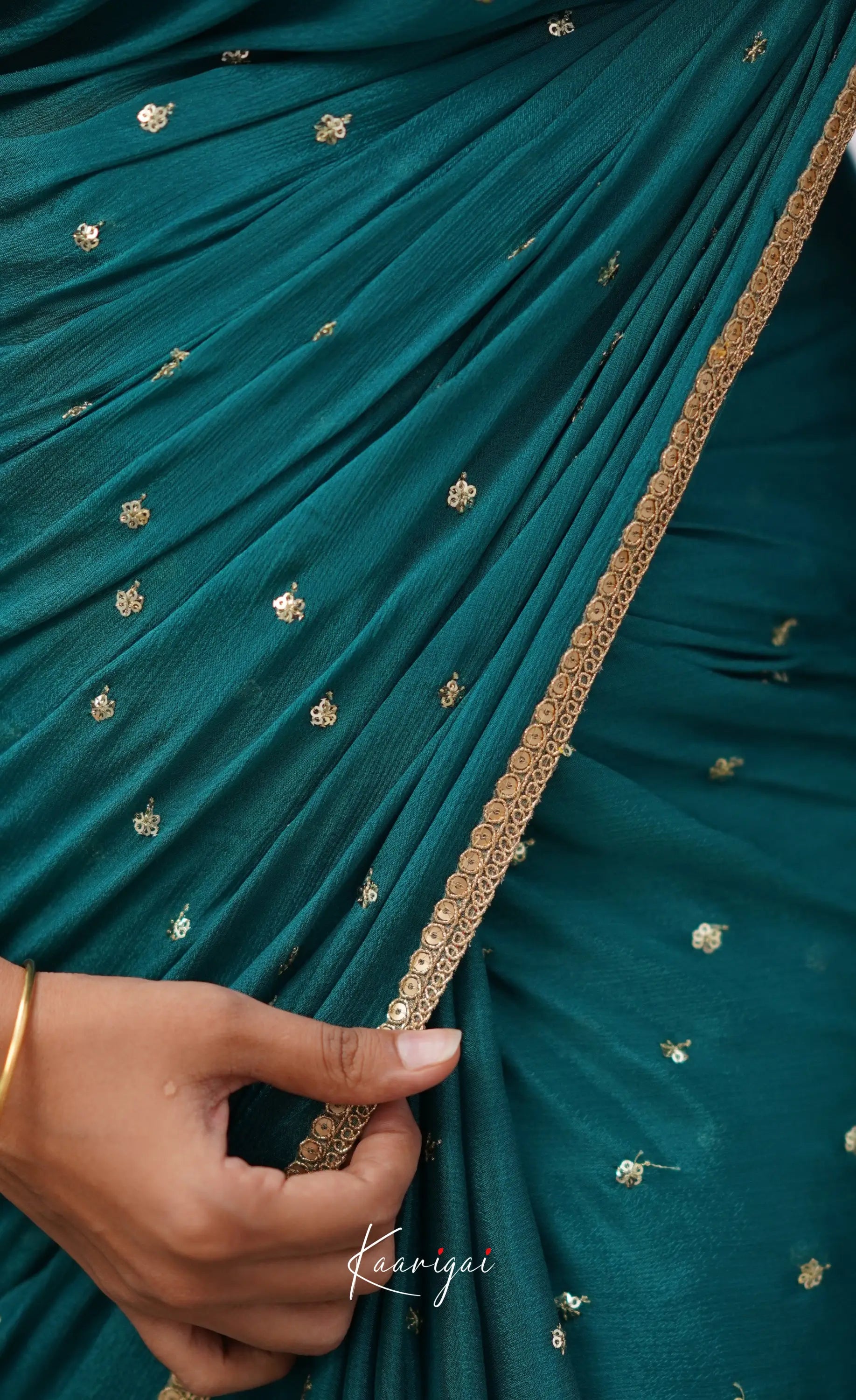 Tara- Ramar Blue Green Chinnon Saree Sarees