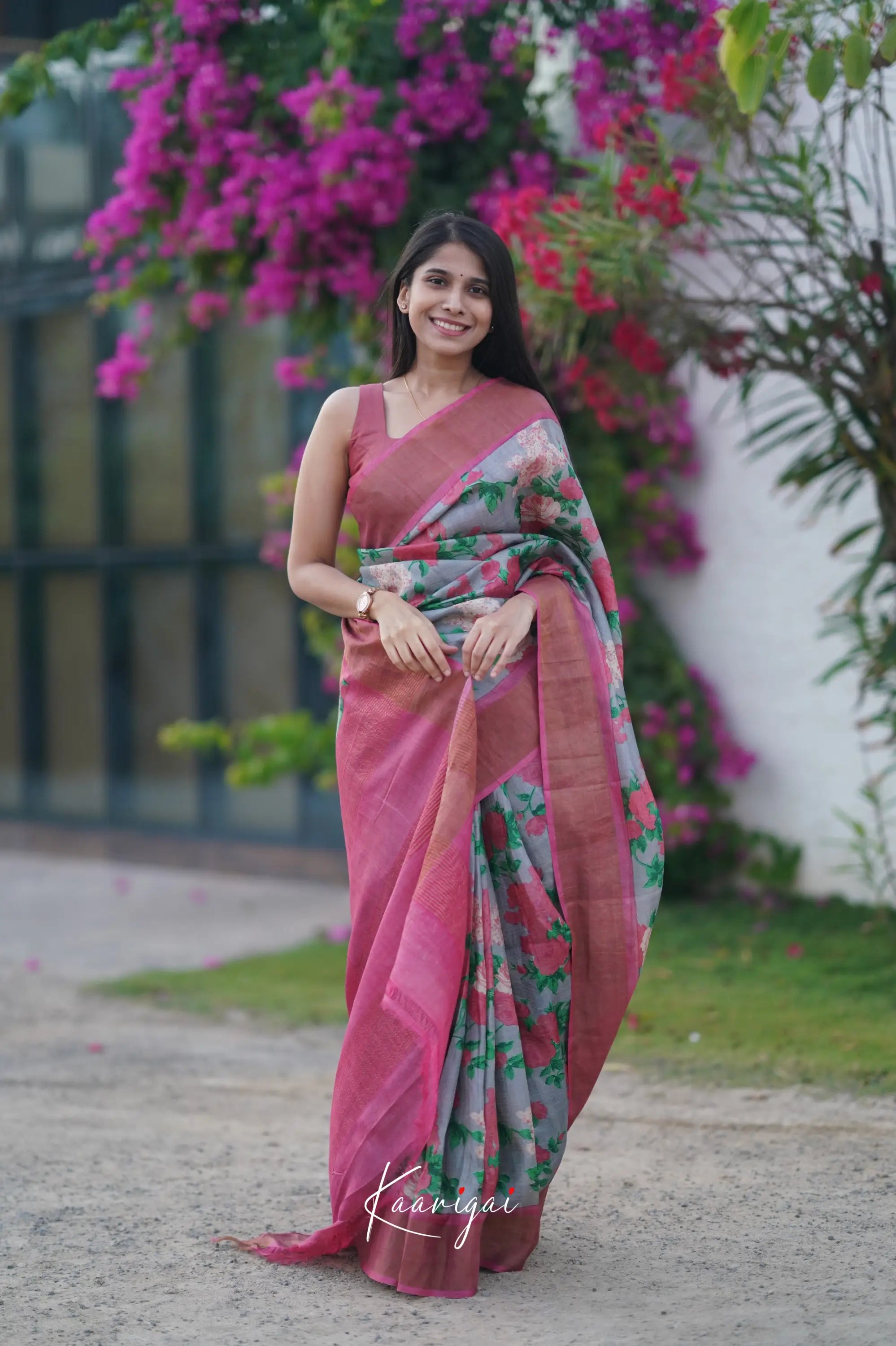 Tarika Pure Tussar Saree - Ash And Pink Sarees