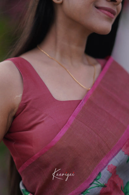 Tarika Pure Tussar Saree - Ash And Pink Sarees