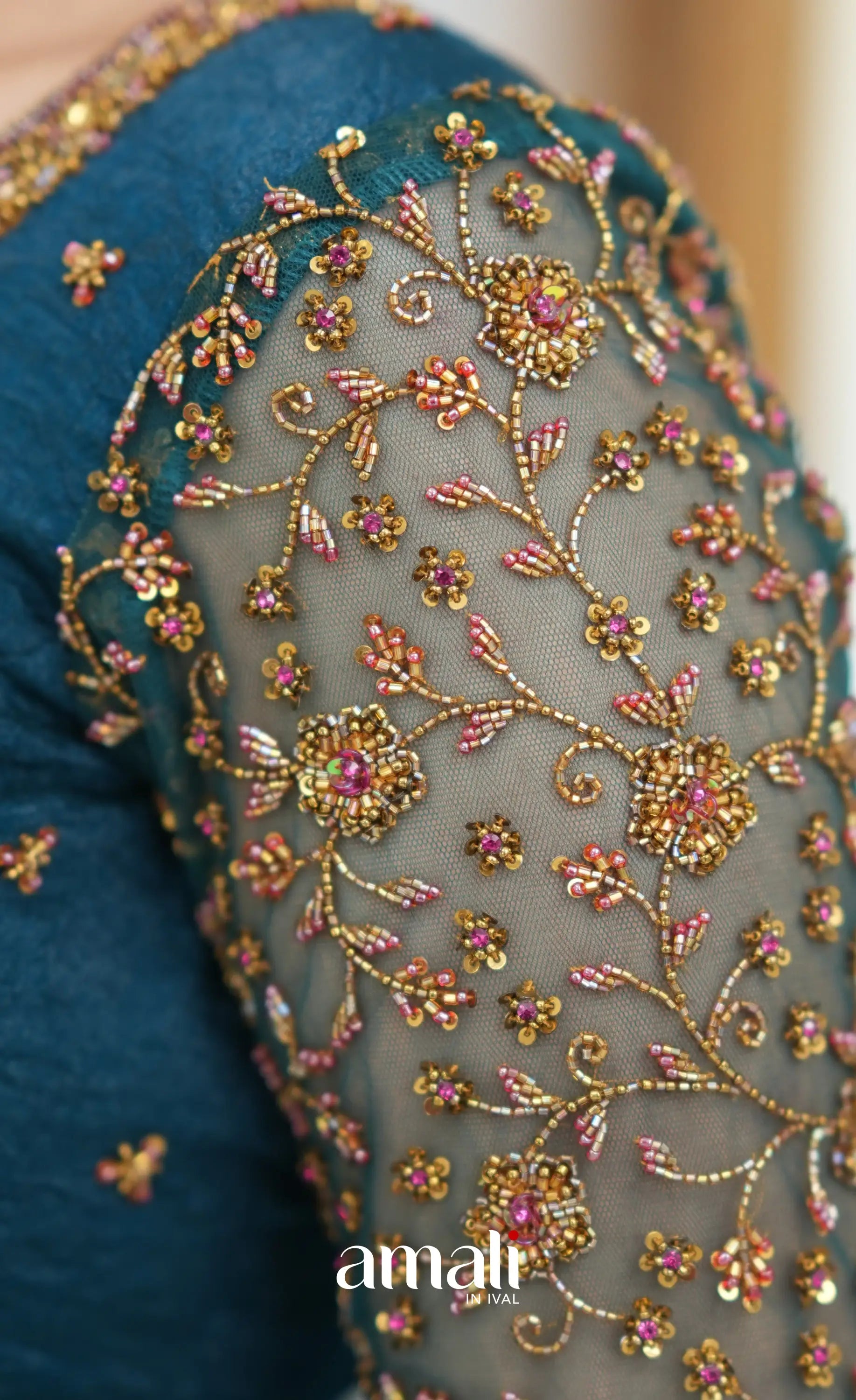 Teal Blue Aari Handworked Anarkali Anarkalis