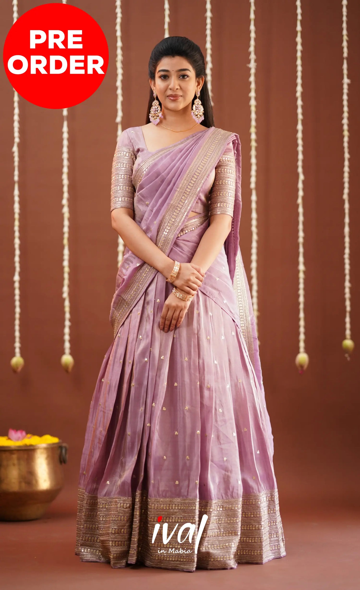 Tulip Gaji Fancy Silk Halfsaree - Lavender Half Sarees