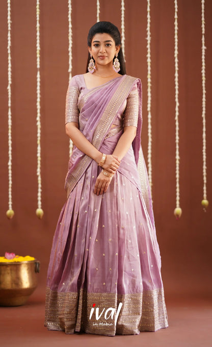 Tulip Gaji Fancy Silk Halfsaree - Lavender Half Sarees