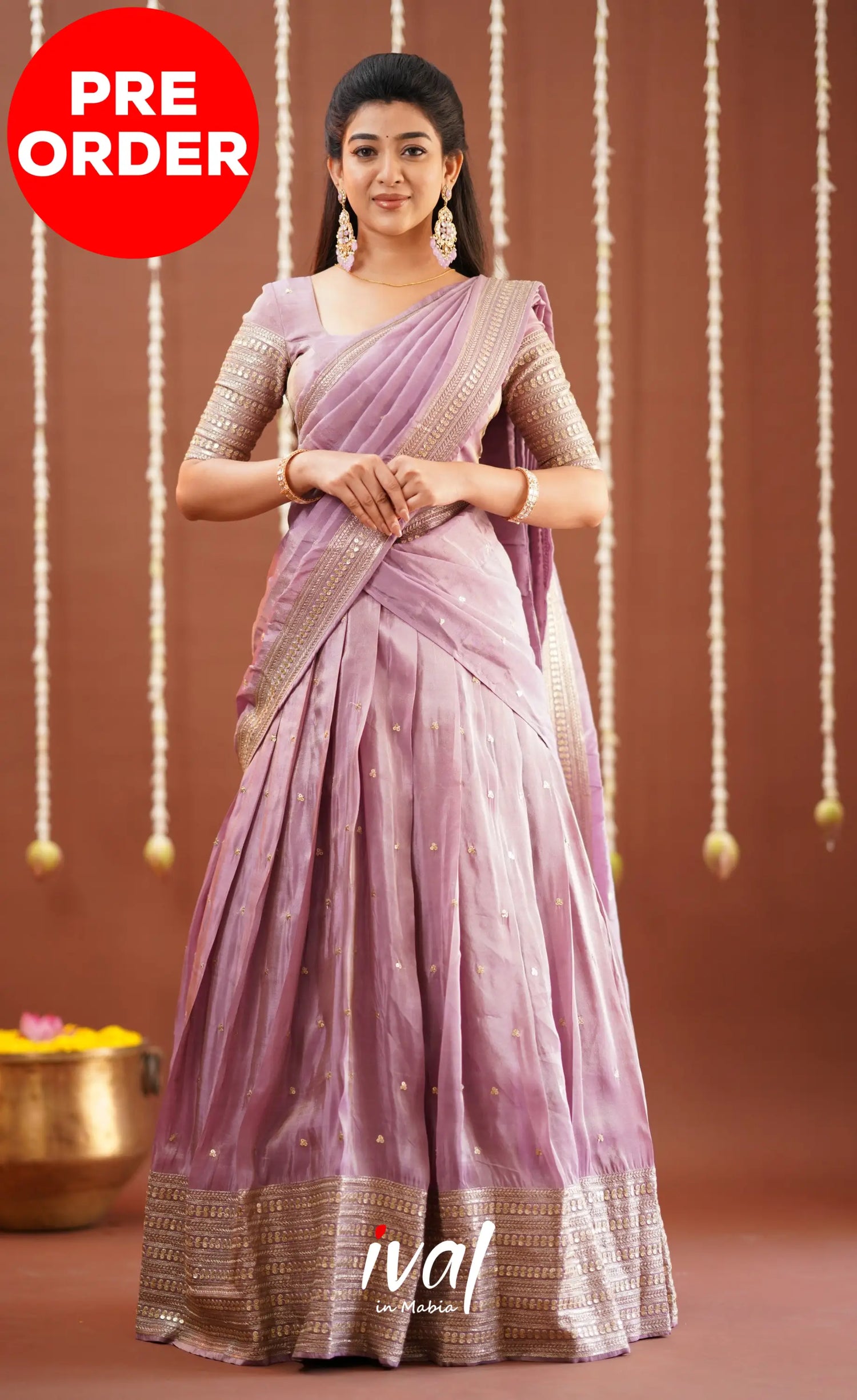 Tulip Gaji Fancy Silk Halfsaree - Lavender Half Sarees