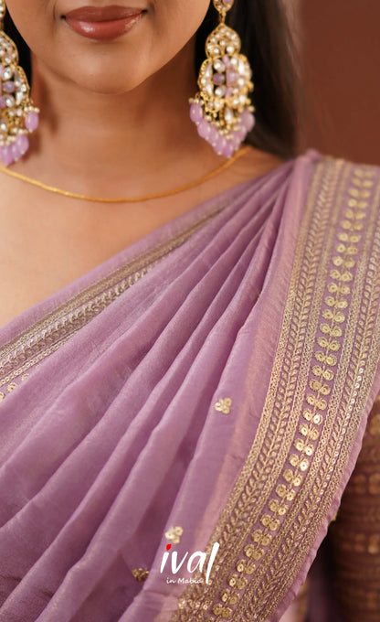 Tulip Gaji Fancy Silk Halfsaree - Lavender Half Sarees