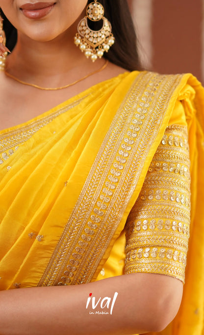 Tulip Gaji Fancy Silk Halfsaree - Yellow Half Sarees