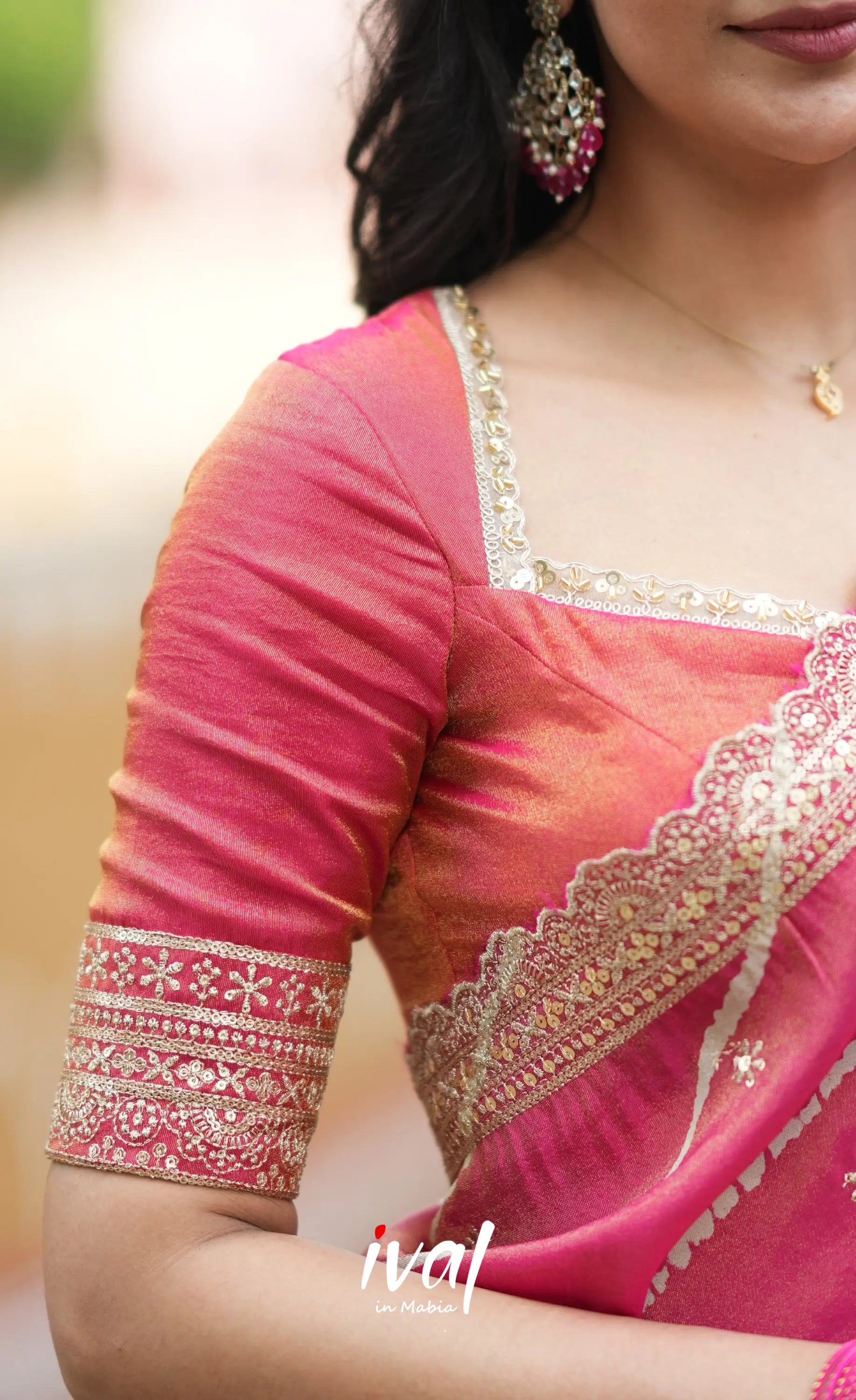 Tulip Gaji Silk Half saree - Bright Pink Half Sarees