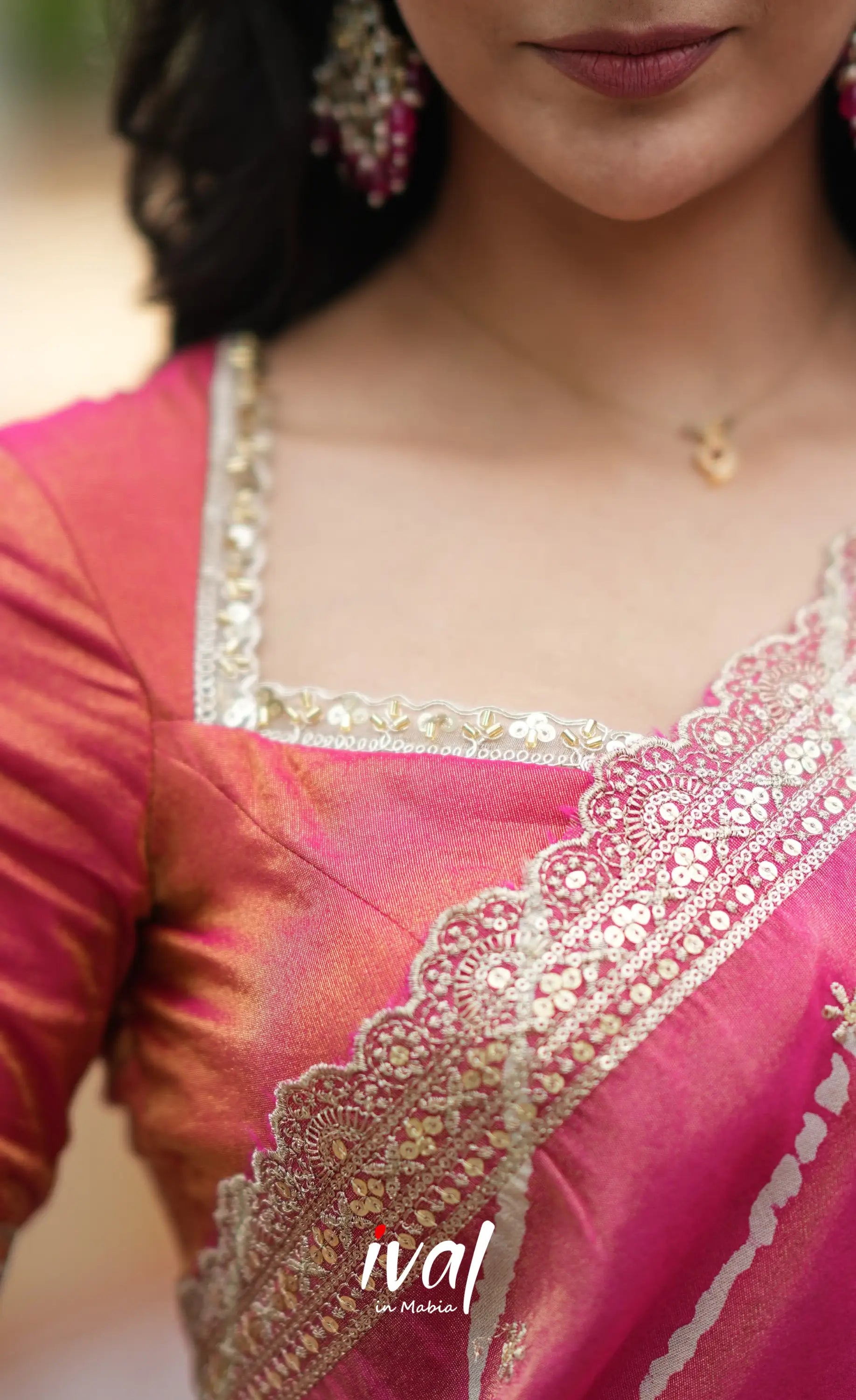 Tulip Gaji Silk Half saree - Bright Pink Half Sarees