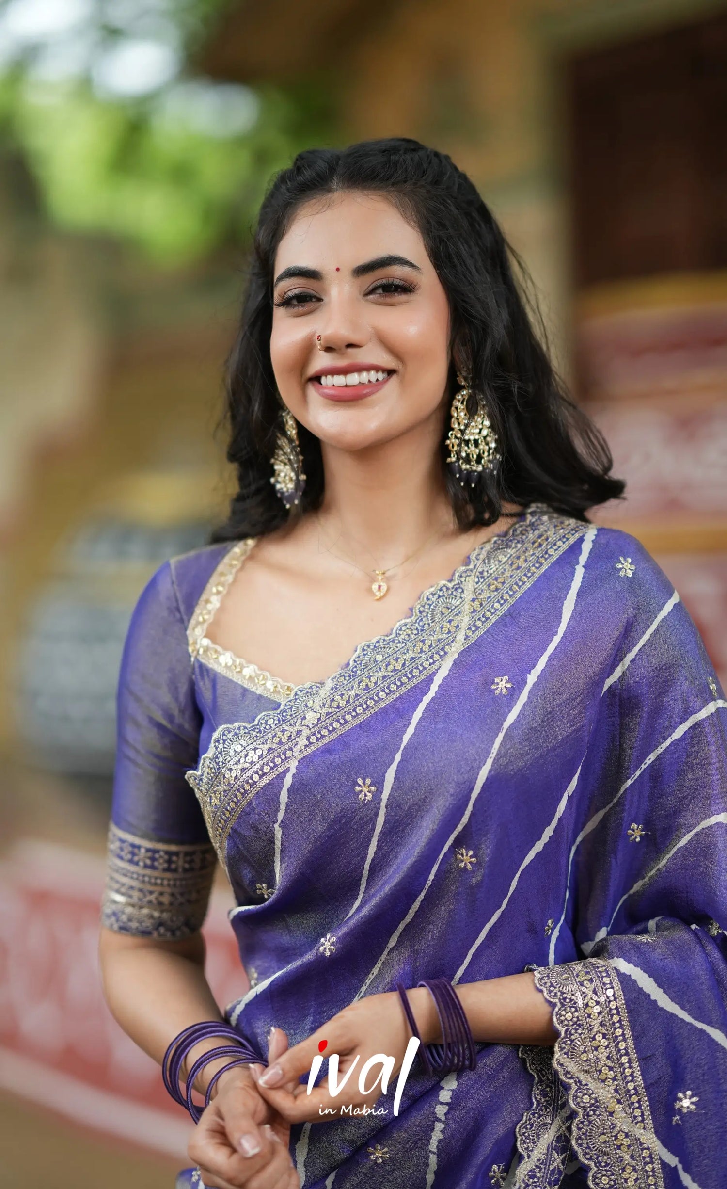 Tulip Gaji Silk Half saree - Dark Purple Half Sarees