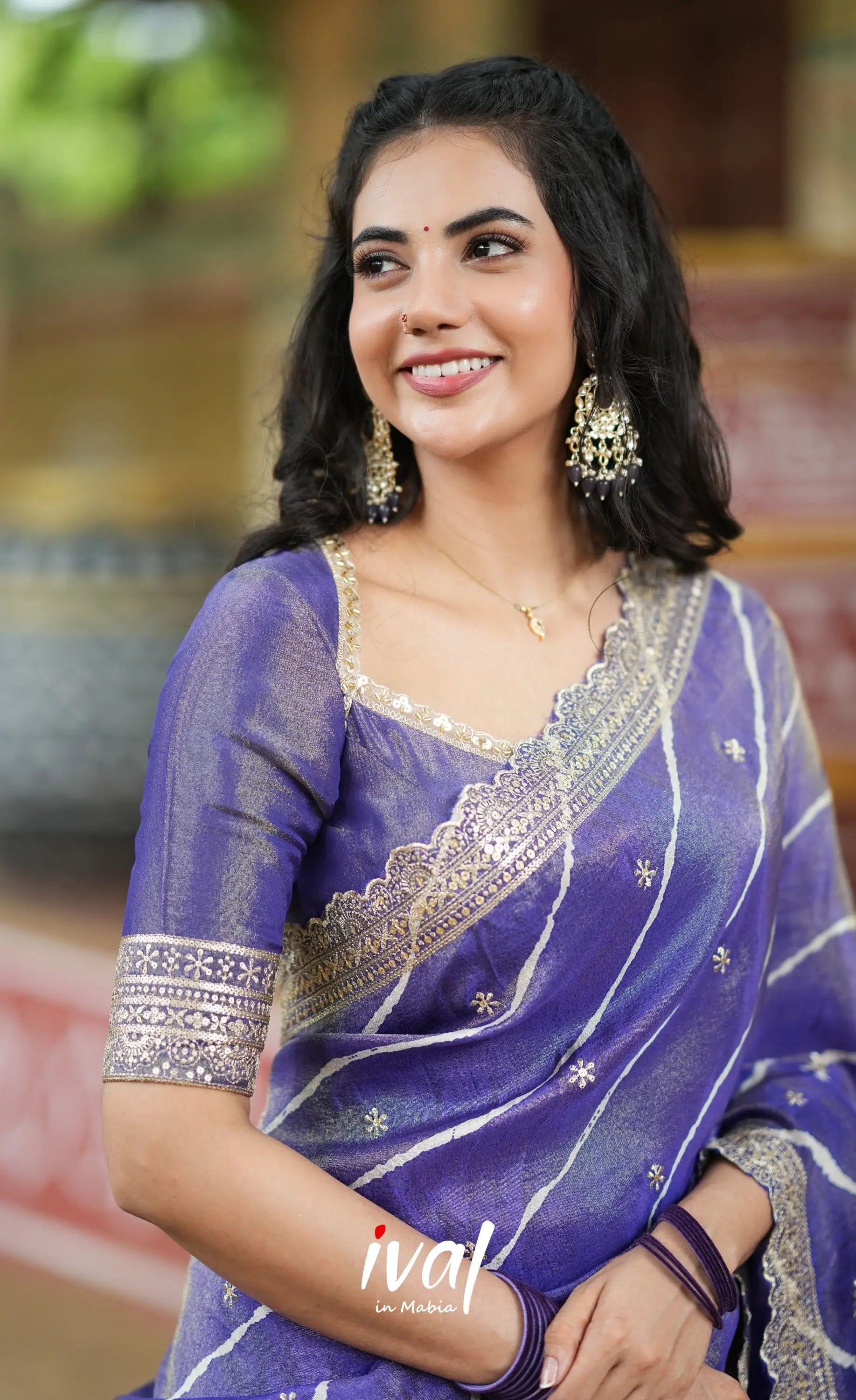 Tulip Gaji Silk Half saree - Dark Purple Half Sarees
