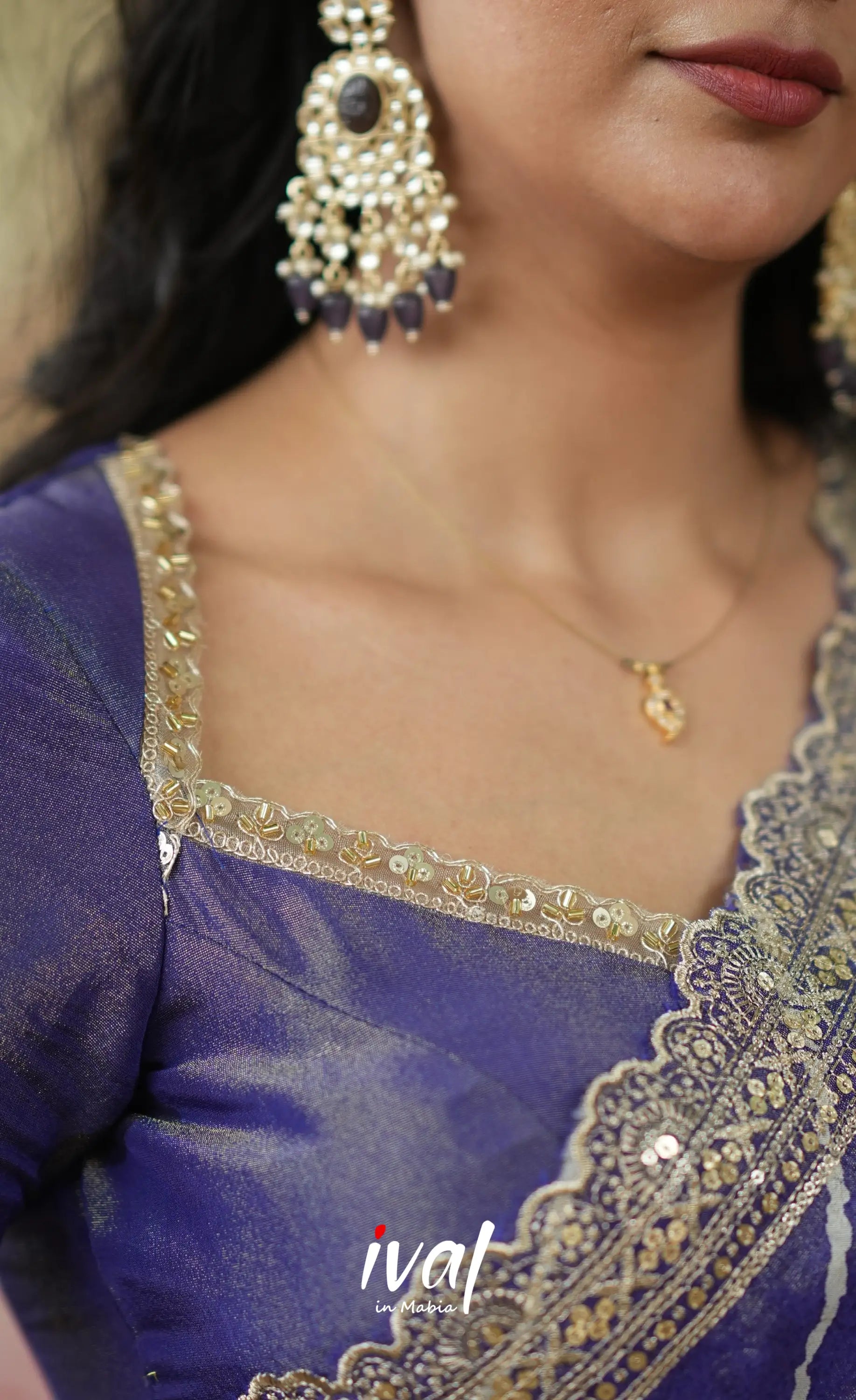 Tulip Gaji Silk Half saree - Dark Purple Half Sarees