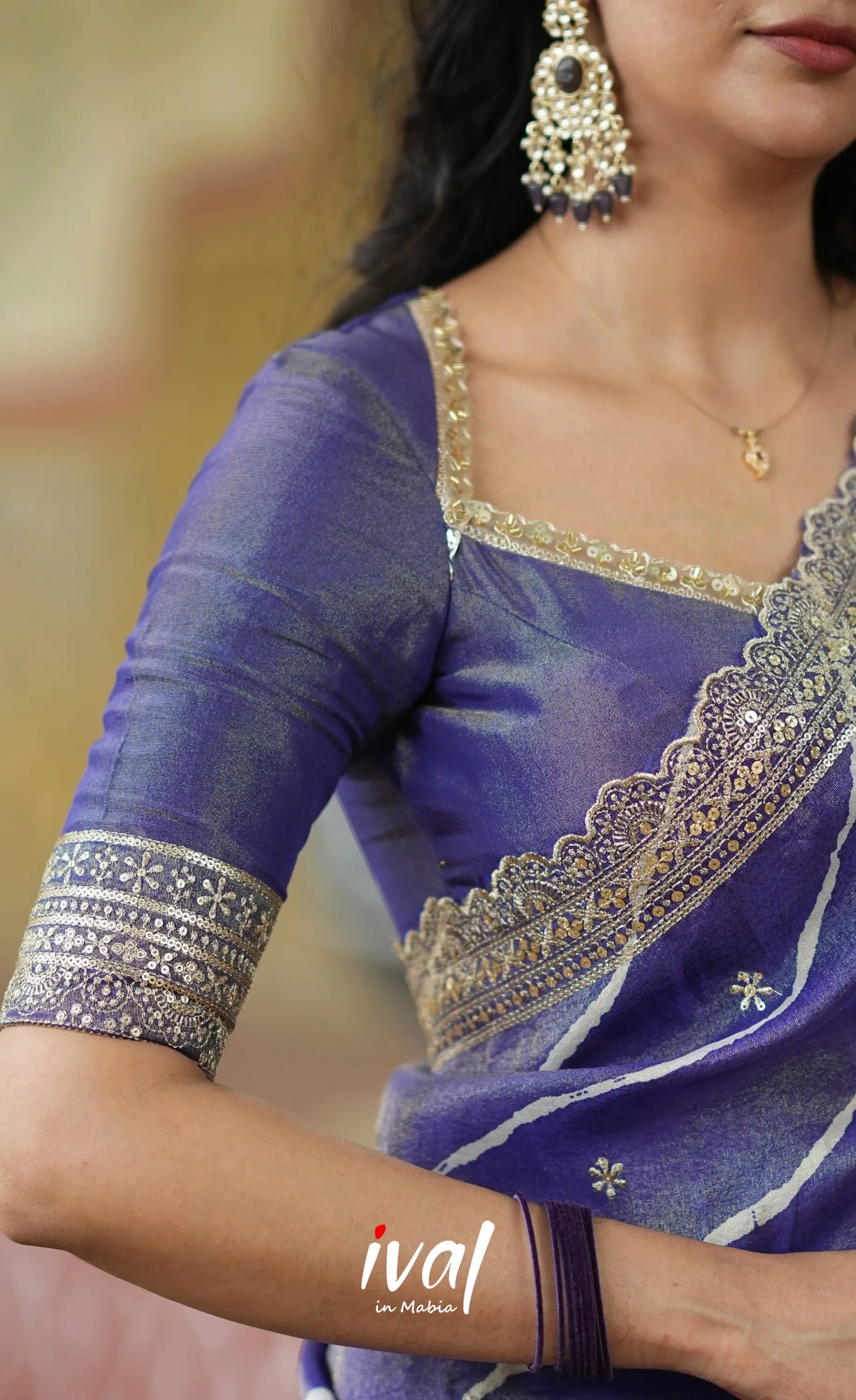 Tulip Gaji Silk Half saree - Dark Purple Half Sarees