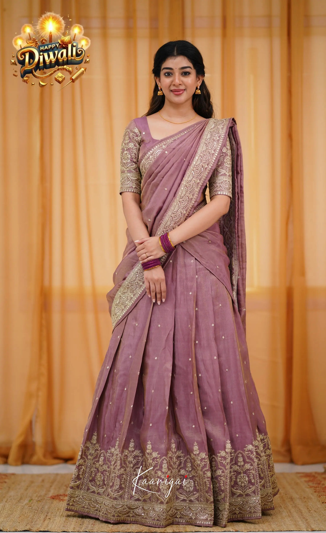 Tulip Gaji Silk Half Saree - Mauve Sarees