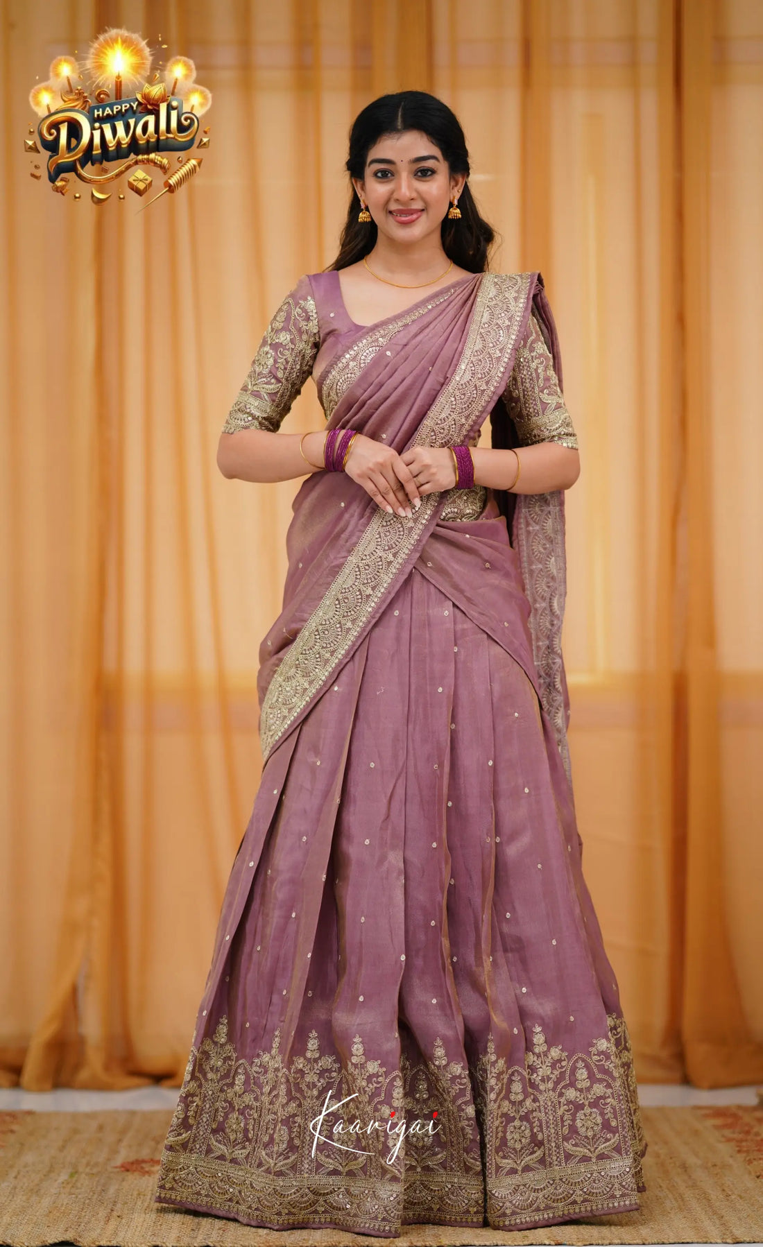 Tulip Gaji Silk Half Saree - Mauve Sarees