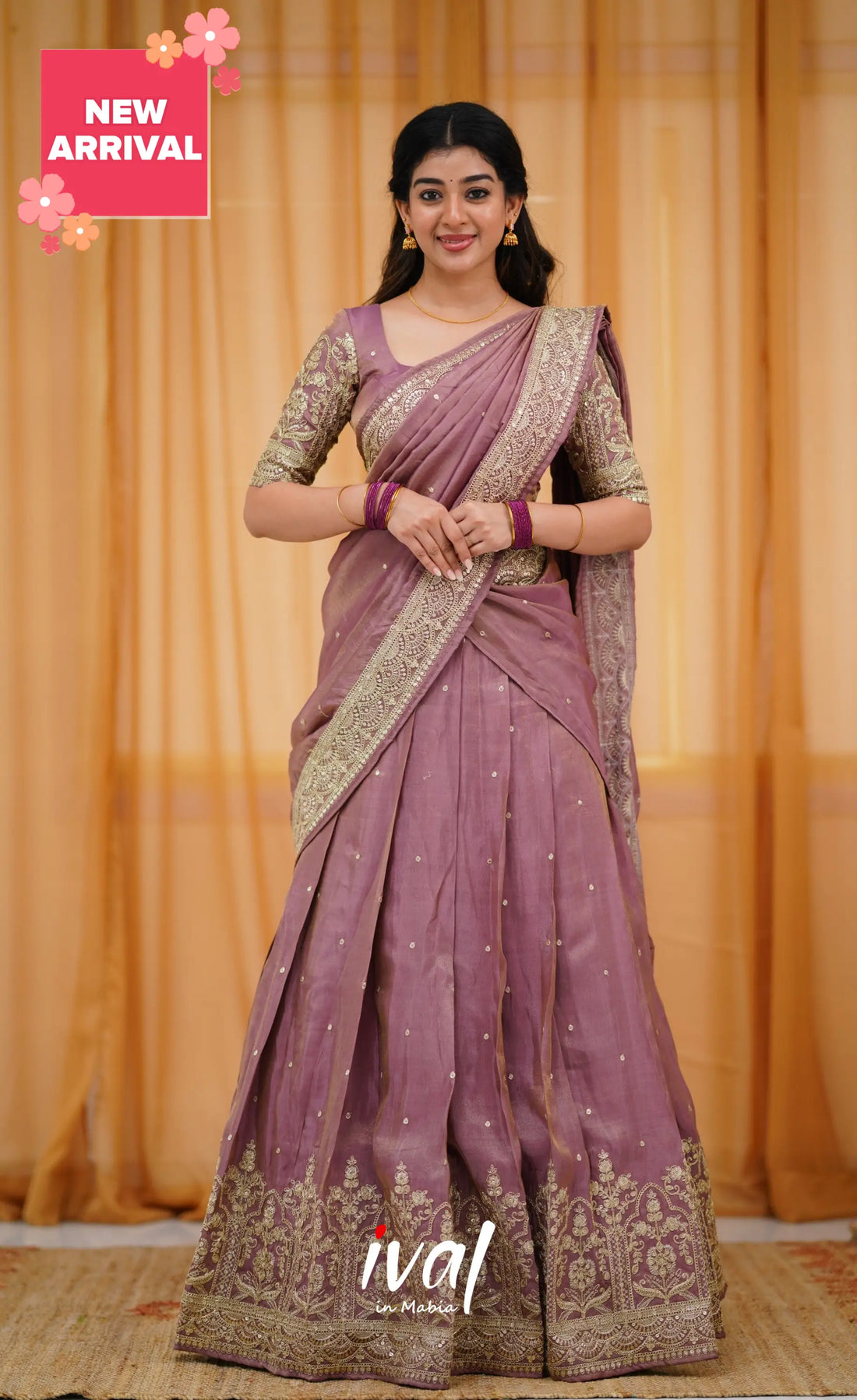 Tulip Gaji Silk Half Saree - Mauve Sarees