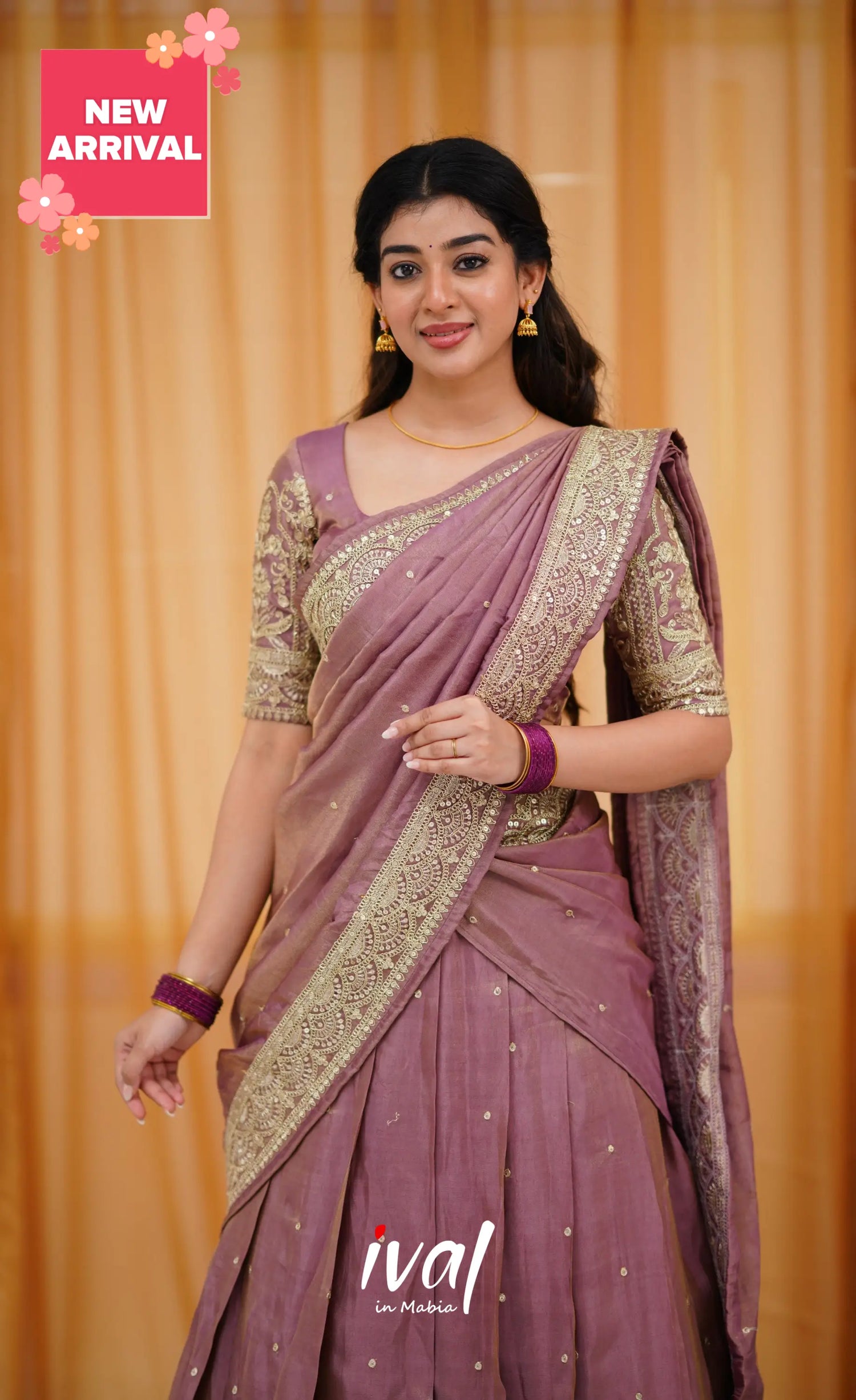 Tulip Gaji Silk Half Saree - Mauve Sarees