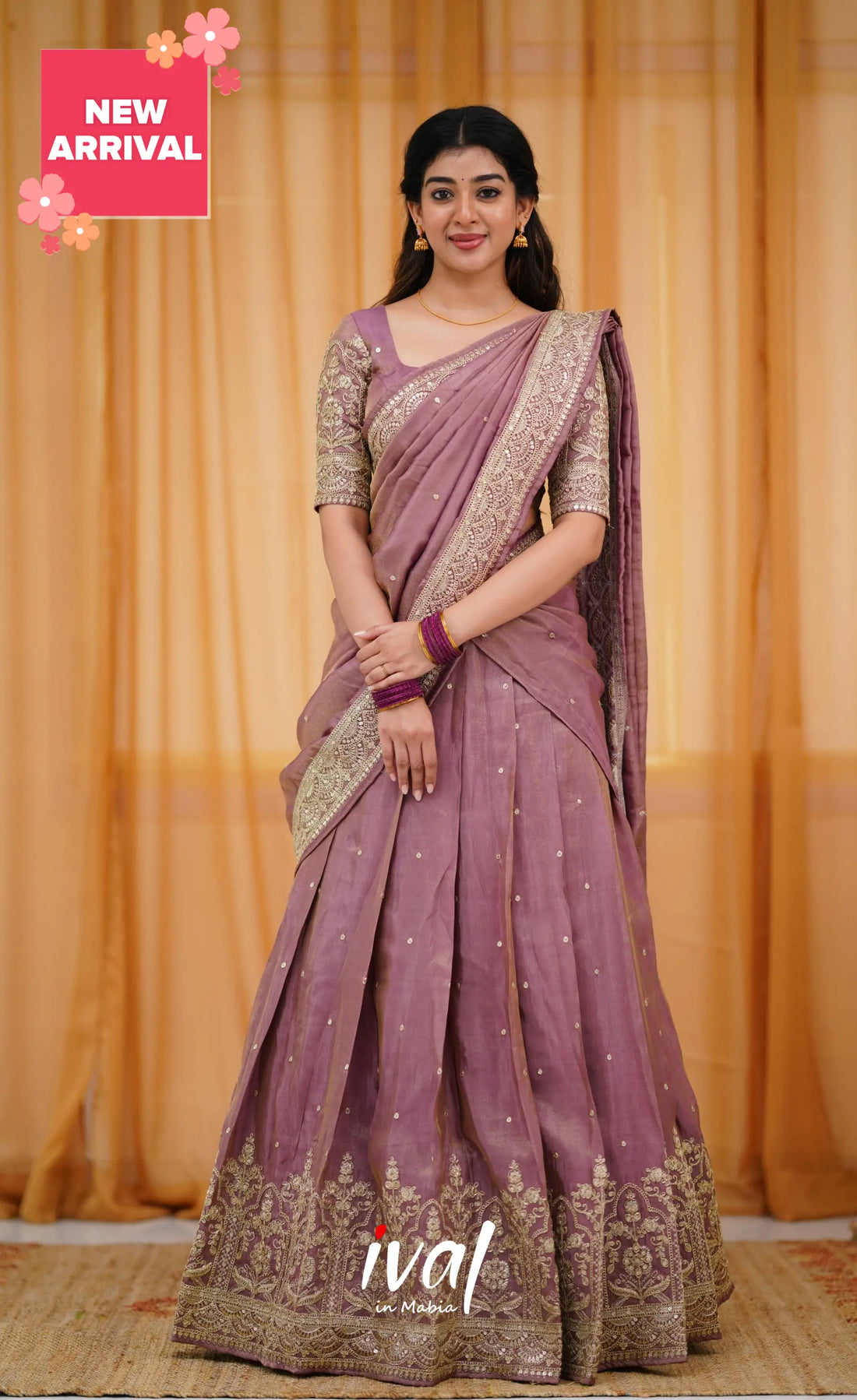 Tulip Gaji Silk Half Saree - Mauve Sarees