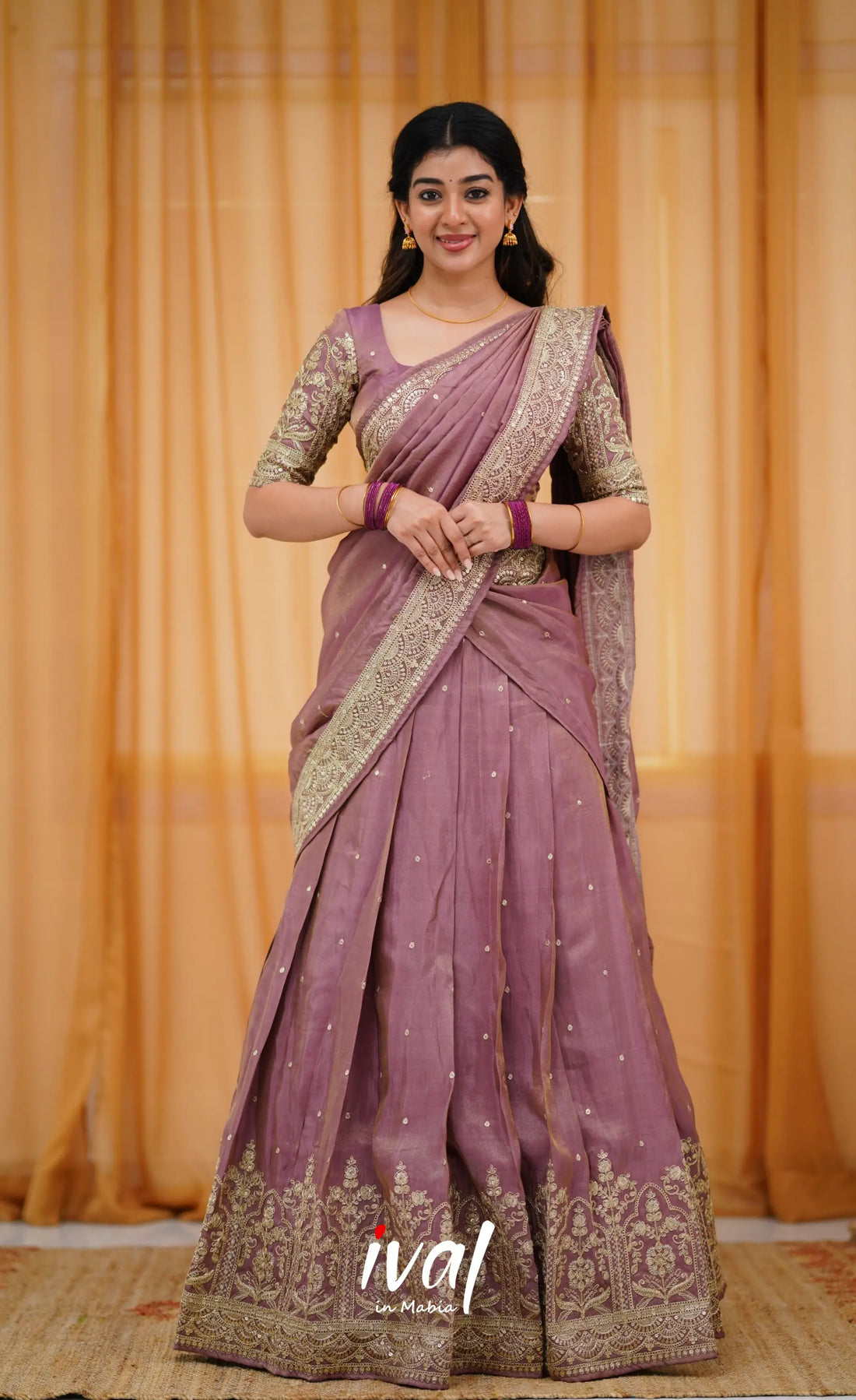 Tulip Gaji Silk Half Saree - Mauve Sarees