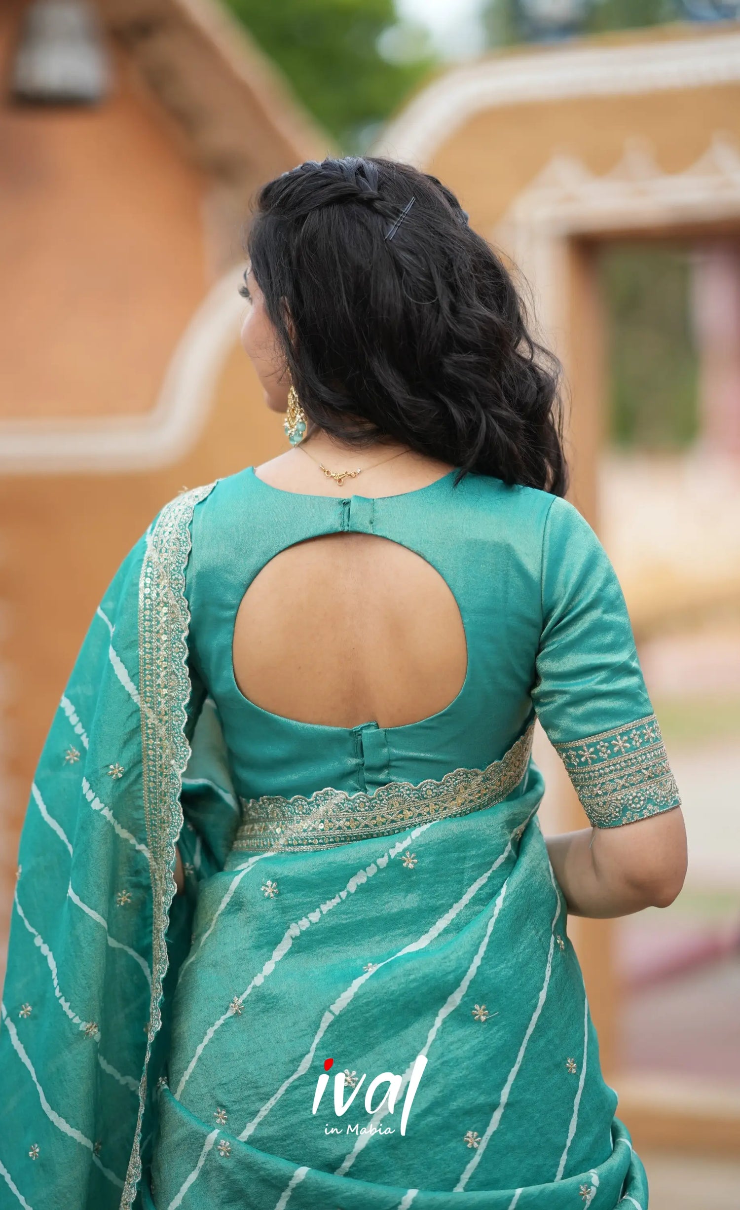 Tulip Gaji Silk Half saree - Teal Green Half Sarees