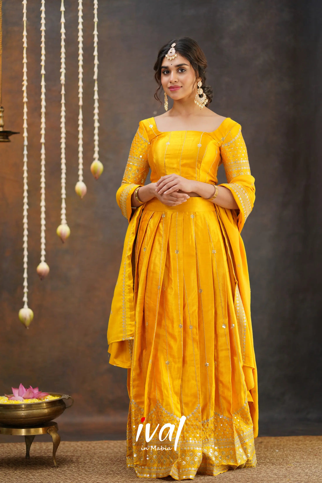 Tulip - Golden Yellow Pure Gaji Silk Halfsaree Half Sarees