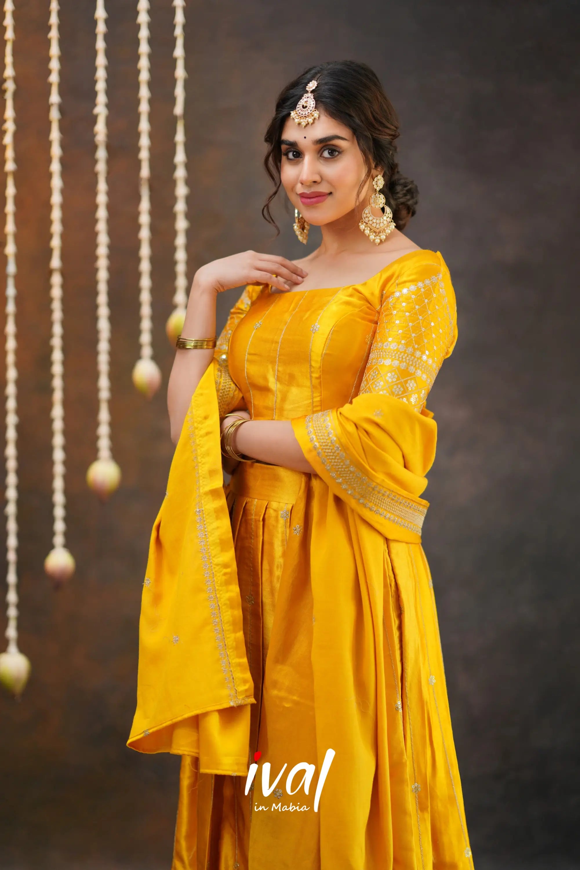 Tulip - Golden Yellow Pure Gaji Silk Halfsaree Half Sarees