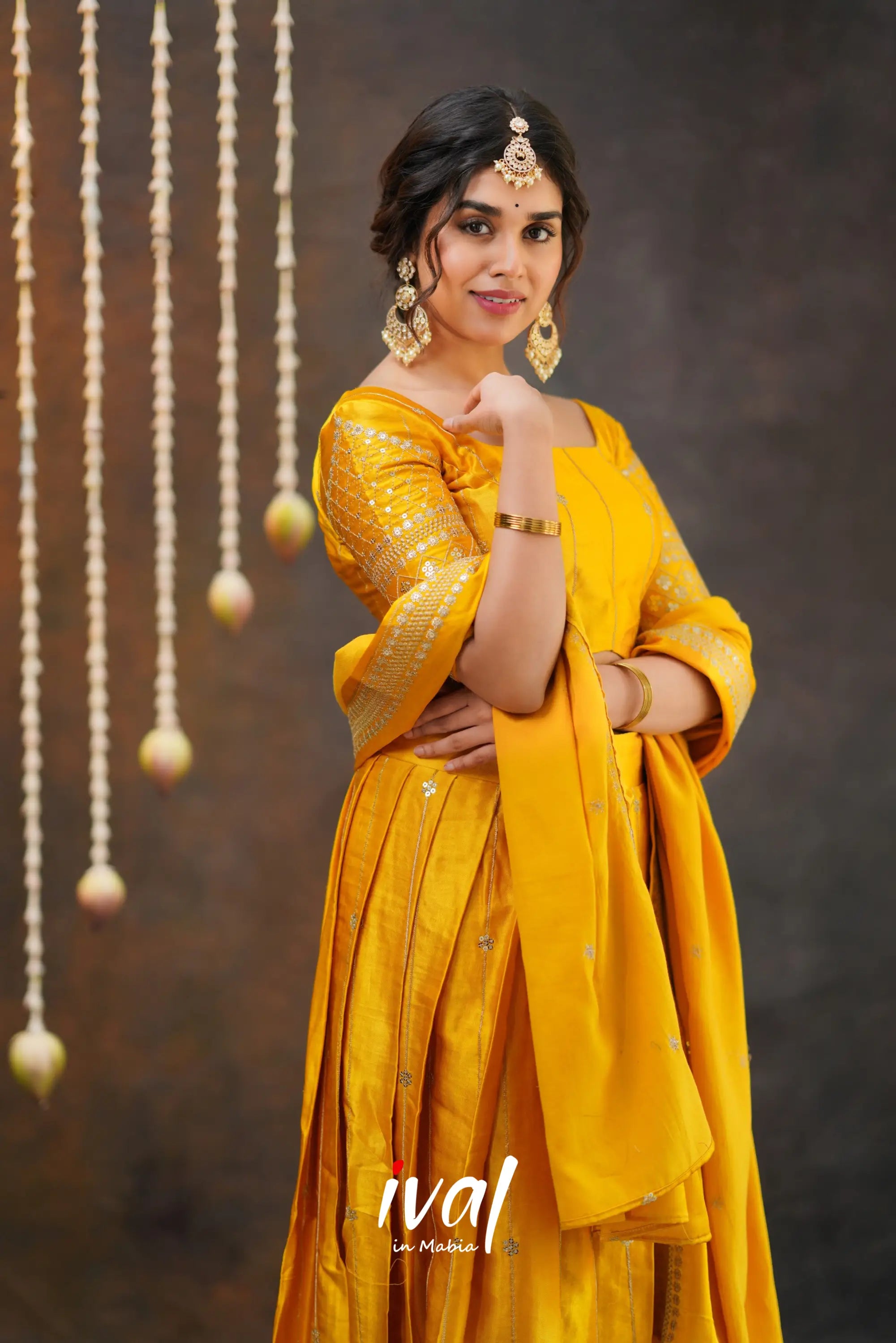 Tulip - Golden Yellow Pure Gaji Silk Halfsaree Half Sarees