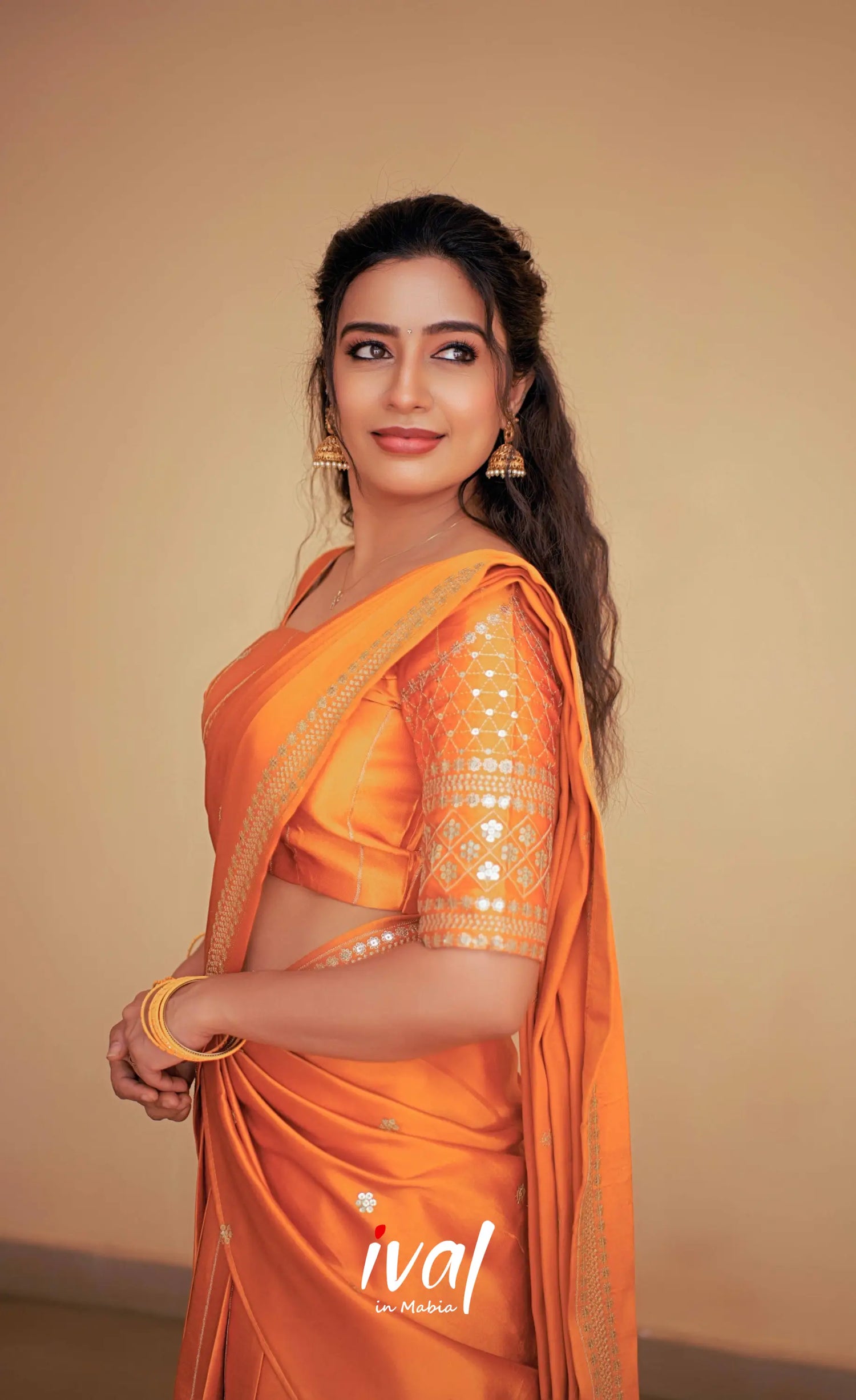 Tulip - Orange Pure Gaji Silk HalfSaree - Half Sarees