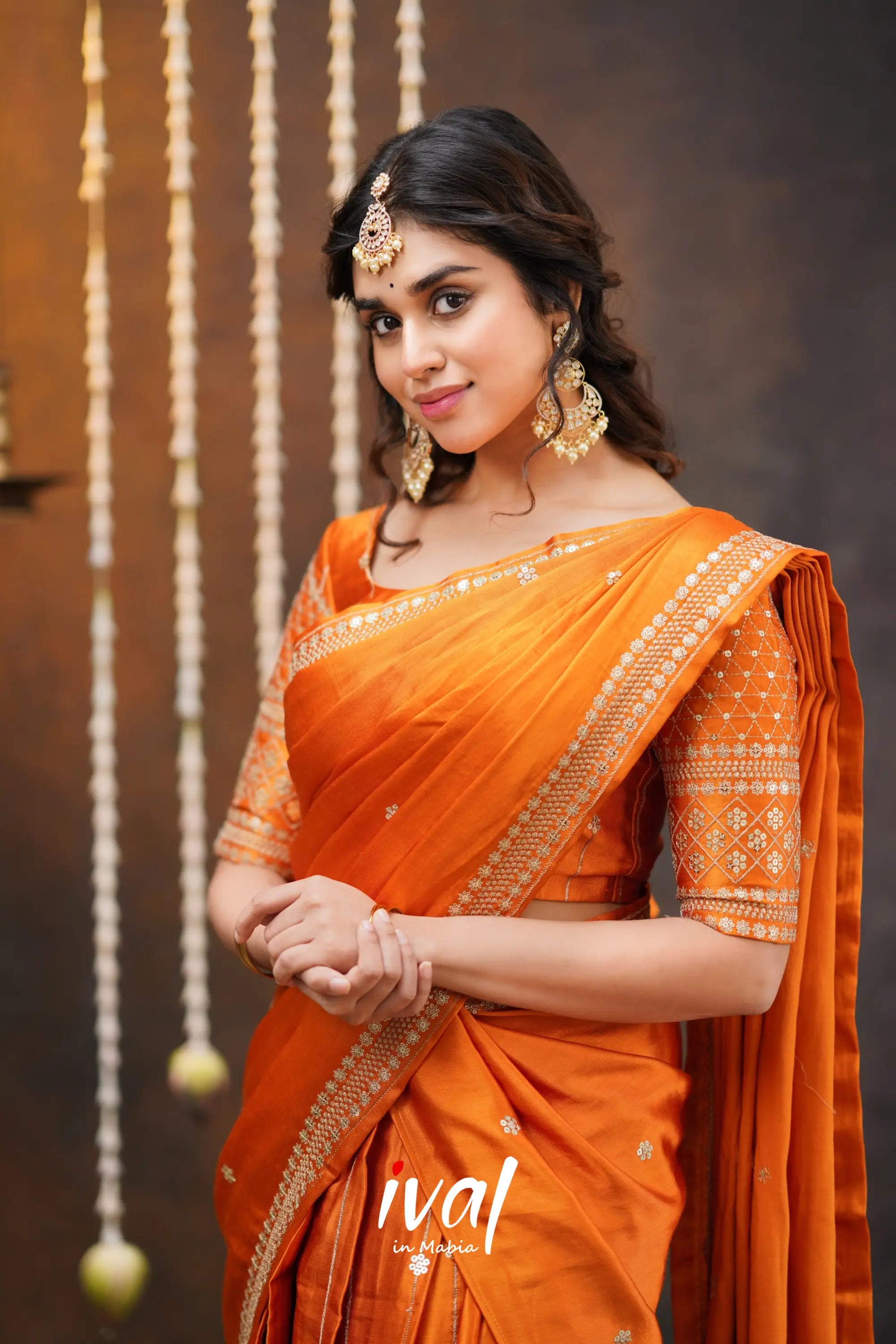 Tulip - Orange Pure Gaji Silk Halfsaree Half Sarees