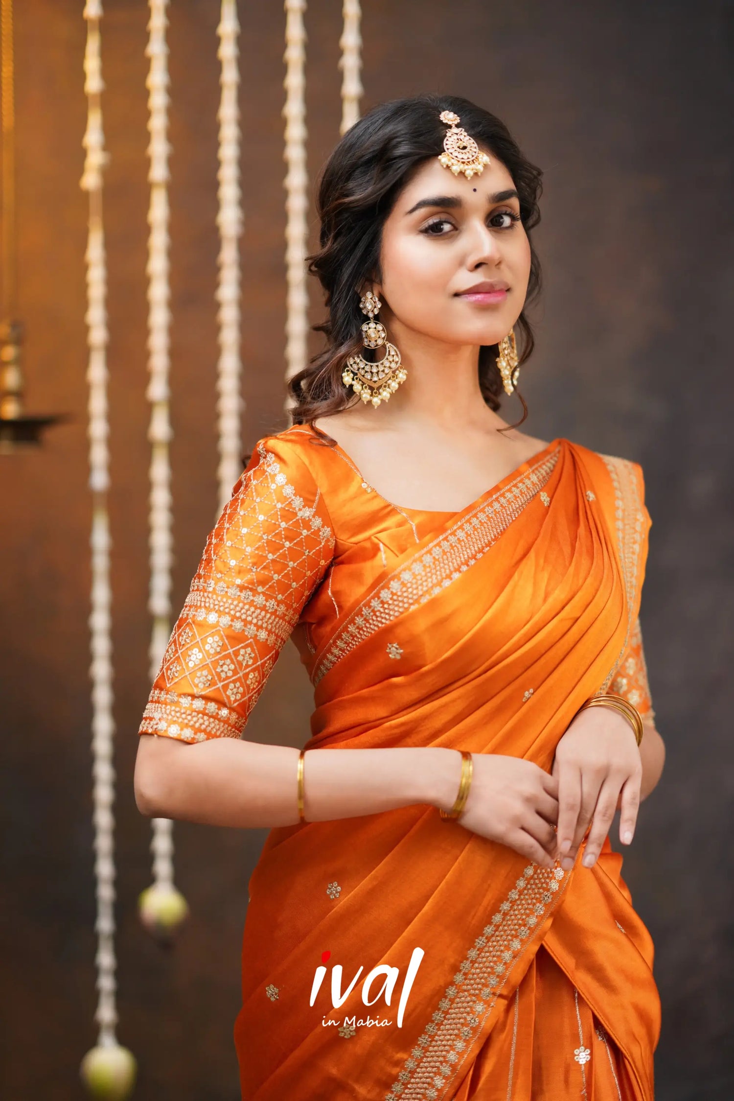 Tulip - Orange Pure Gaji Silk Halfsaree Half Sarees