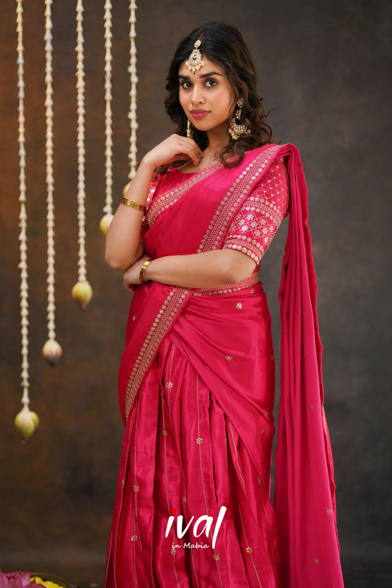 Tulip - Pink Pure Gaji Silk Halfsaree Half Sarees