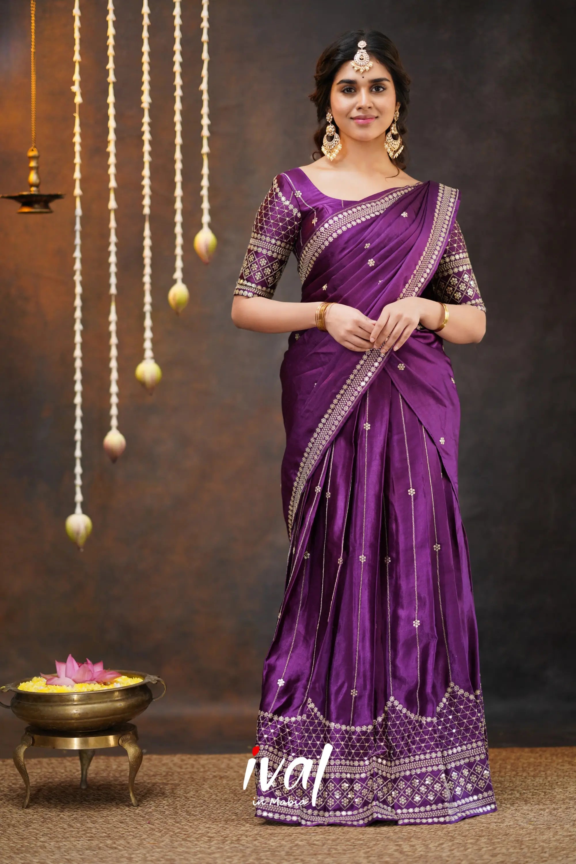 Tulip - Purple Pure Gaji Silk Halfsaree Half Sarees