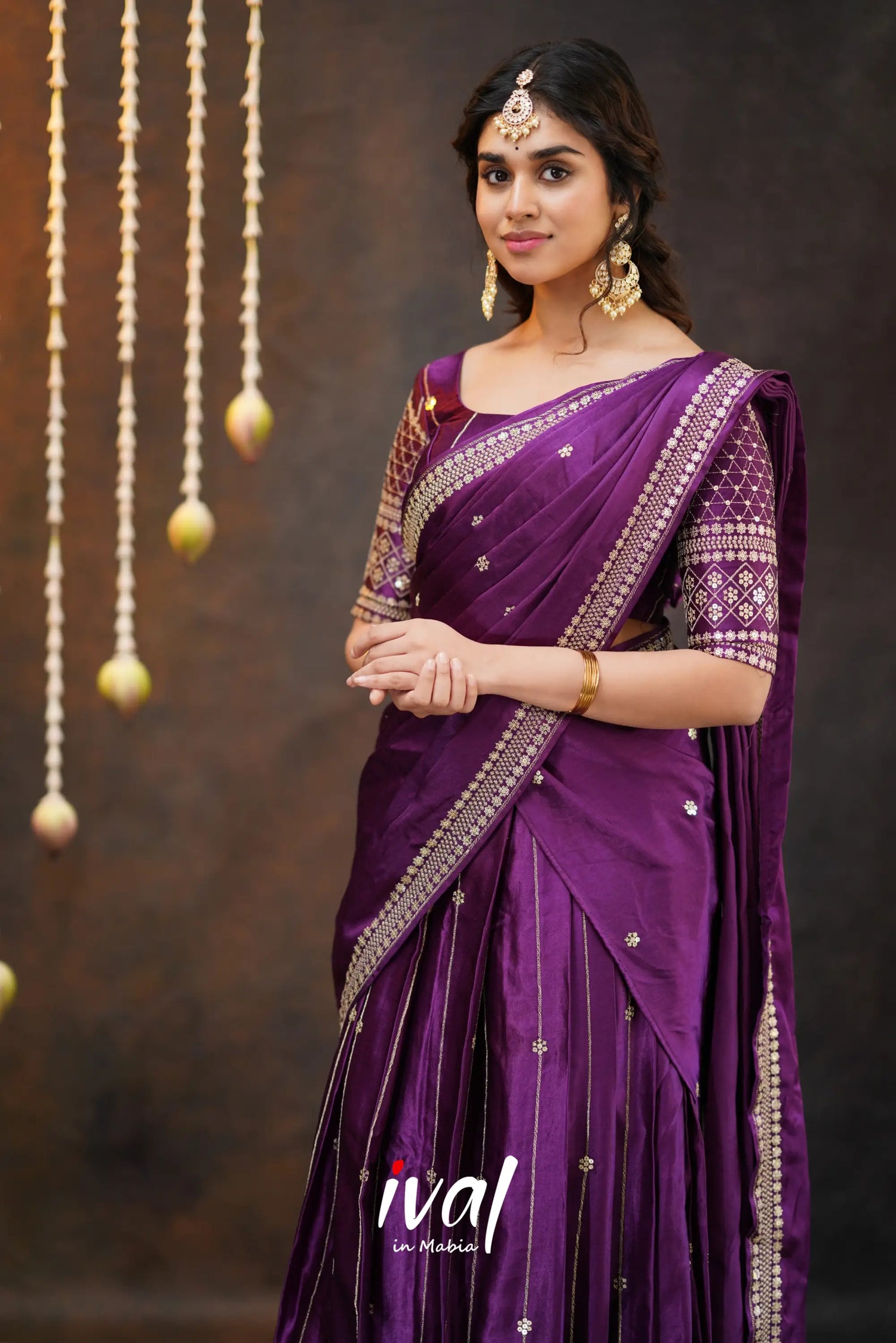 Tulip - Purple Pure Gaji Silk Halfsaree Half Sarees