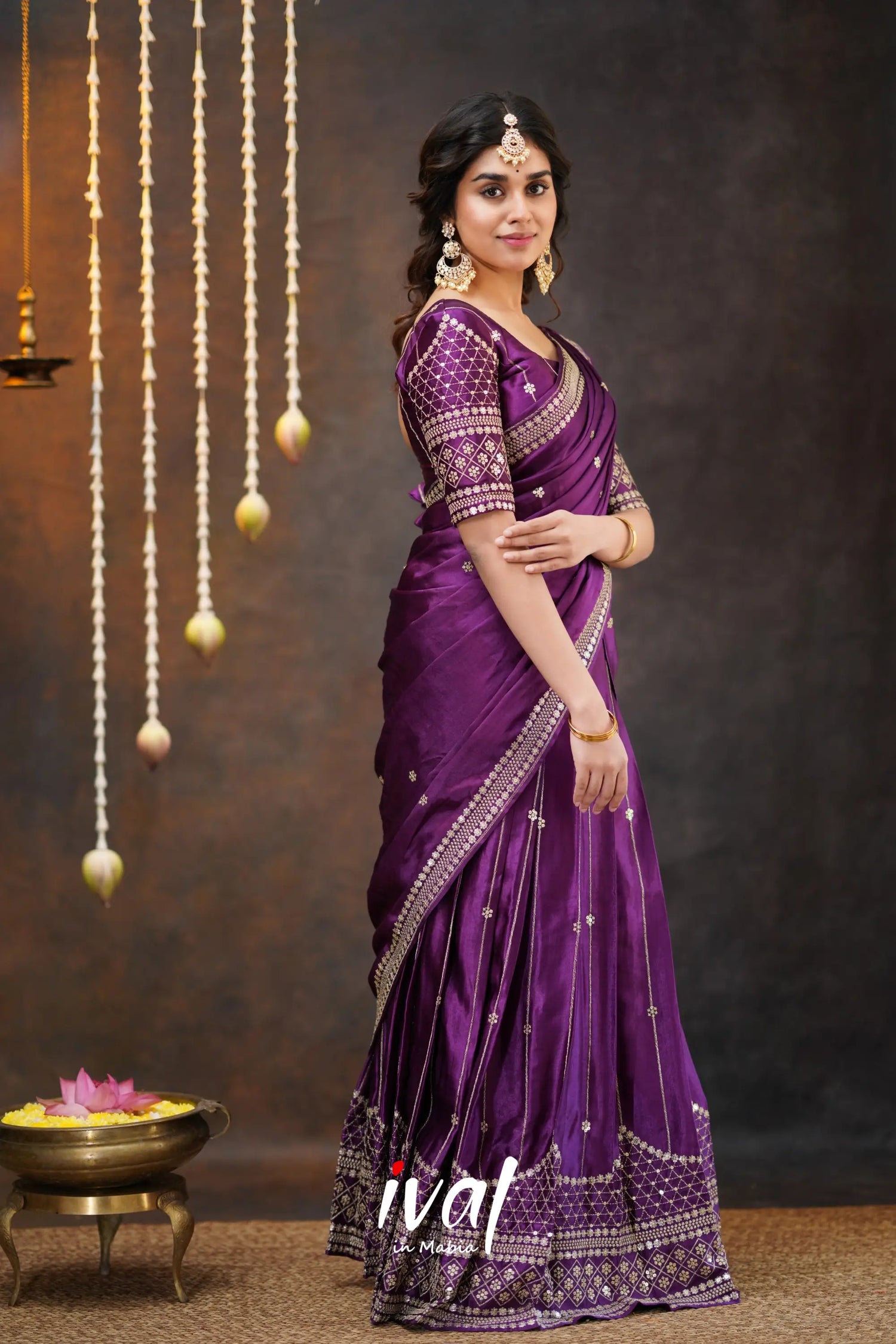 Tulip - Purple Pure Gaji Silk Halfsaree Half Sarees