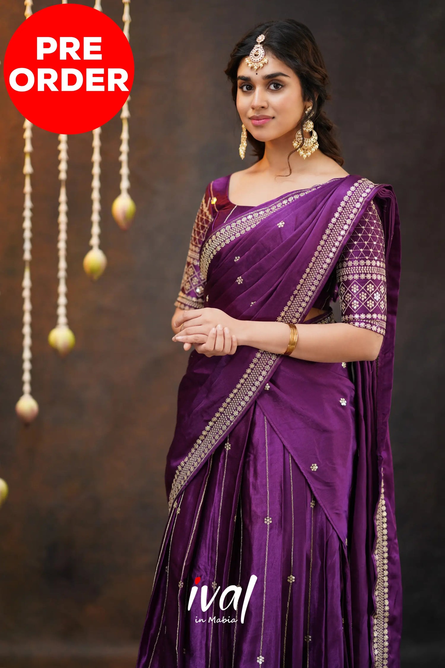 Tulip - Purple Pure Gaji Silk Halfsaree Half Sarees