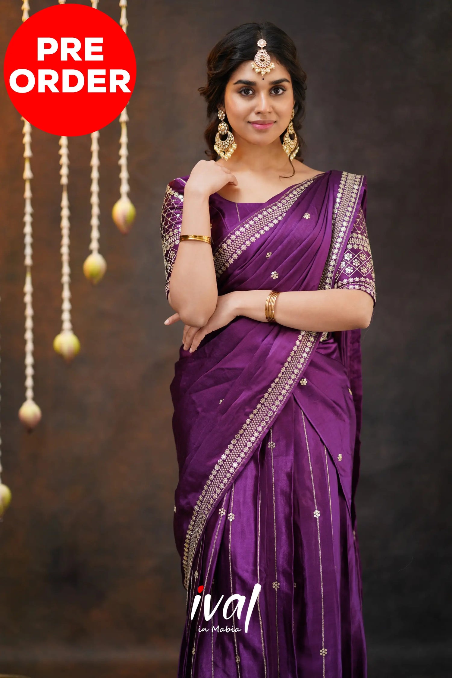 Tulip - Purple Pure Gaji Silk Halfsaree Half Sarees