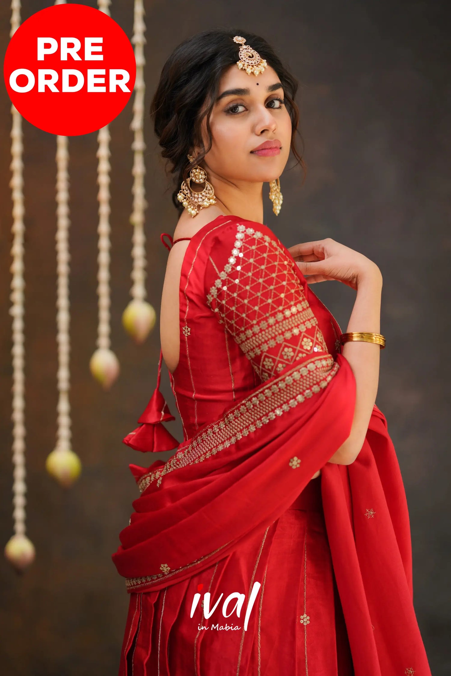 Tulip - Red Pure Gaji Silk Halfsaree Half Sarees