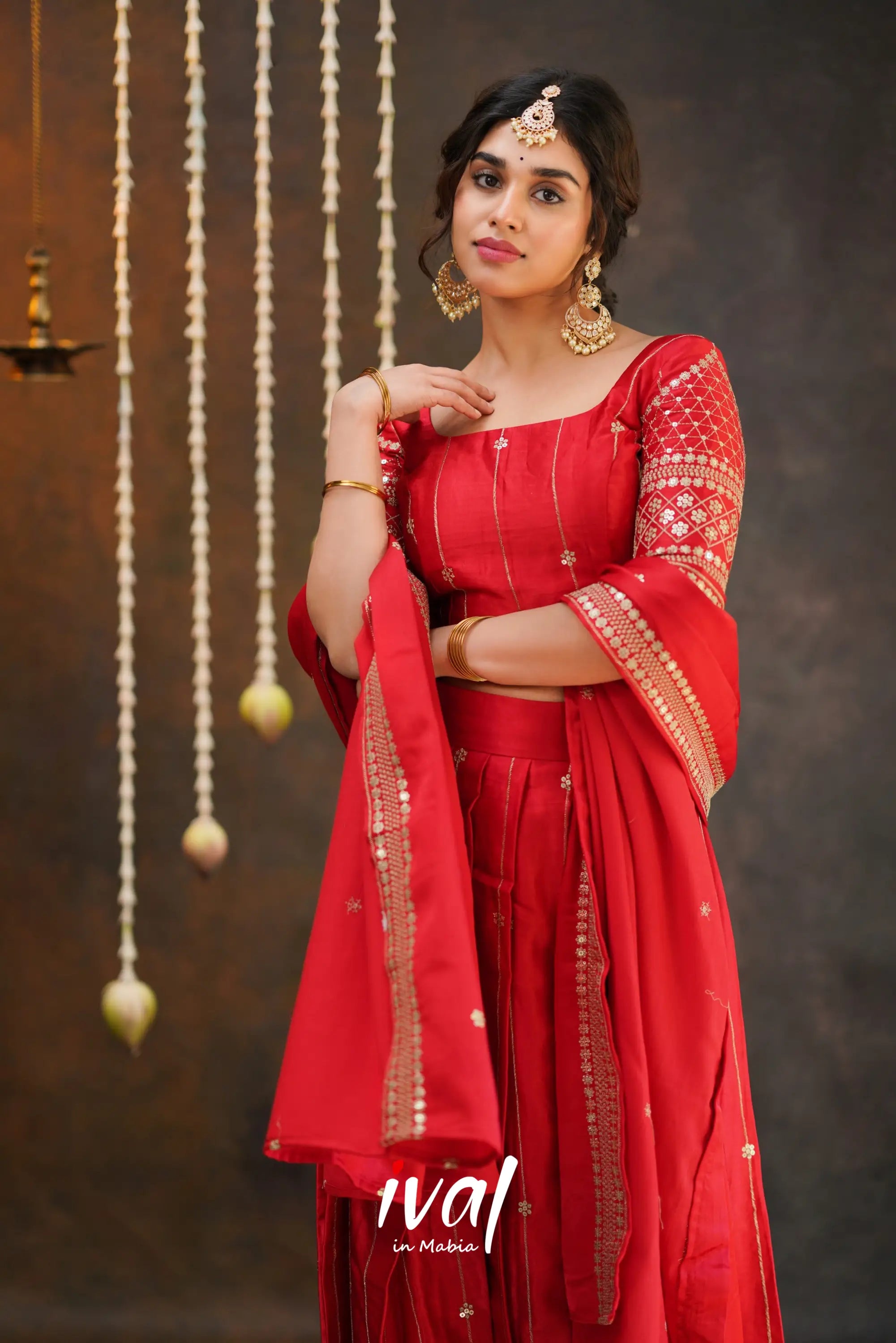 Tulip - Red Pure Gaji Silk Halfsaree Half Sarees