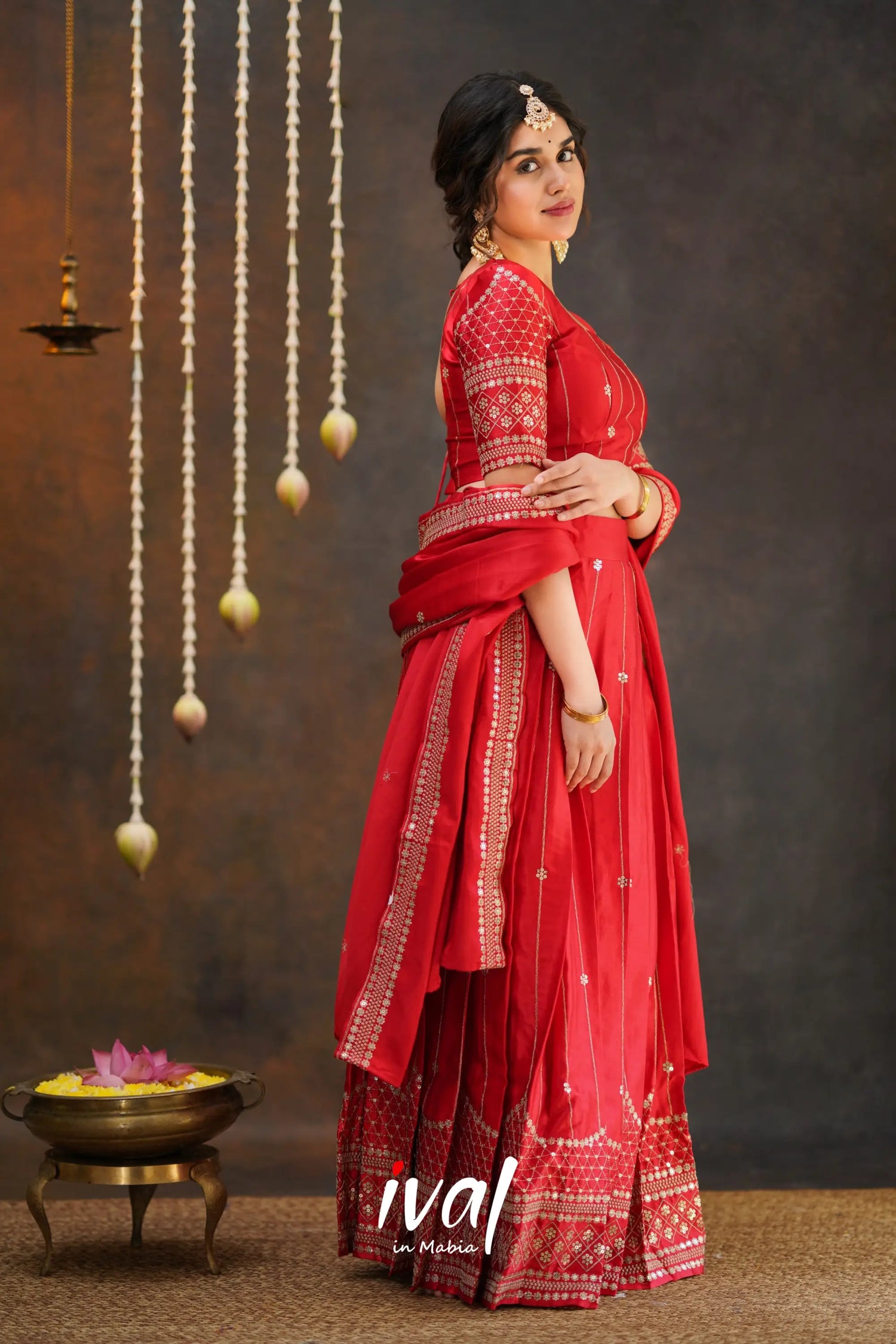 Tulip - Red Pure Gaji Silk Halfsaree Half Sarees