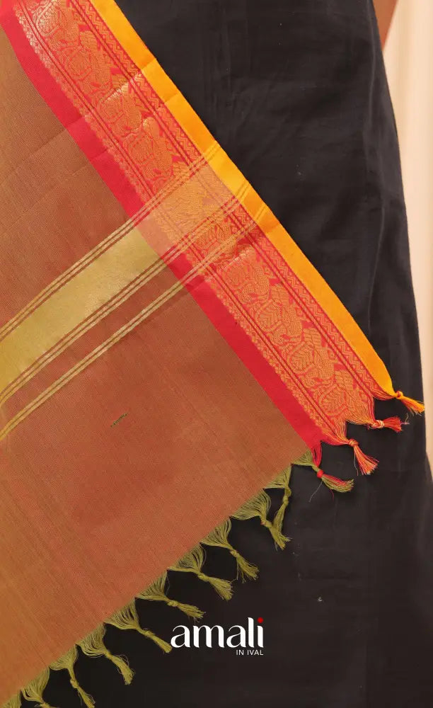 Two Tone Brown With Mustard Chettinad Cotton Dupatta salwar