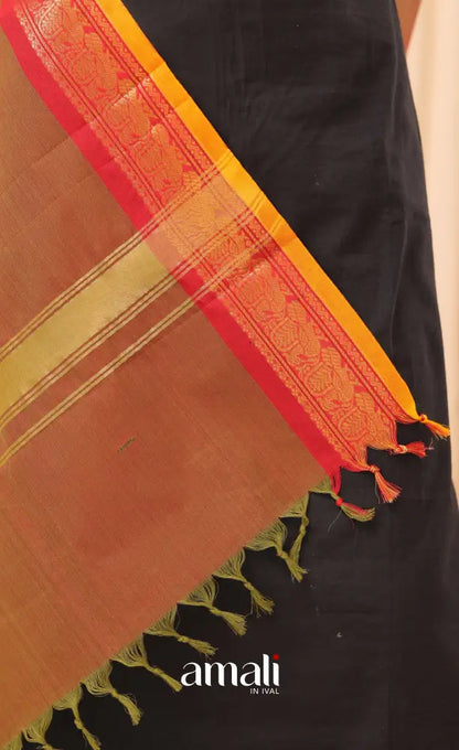 Two Tone Brown With Mustard Chettinad Cotton Dupatta salwar
