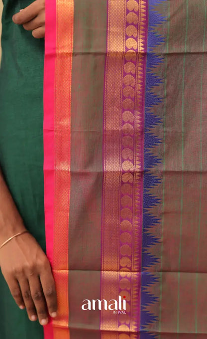 Two-Tone Grey With Pink Chettinad Cotton Dupatta salwar