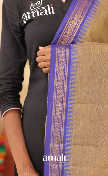 Two-Tone Henna Green With Dark Blue Chettinad Cotton Dupatta salwar