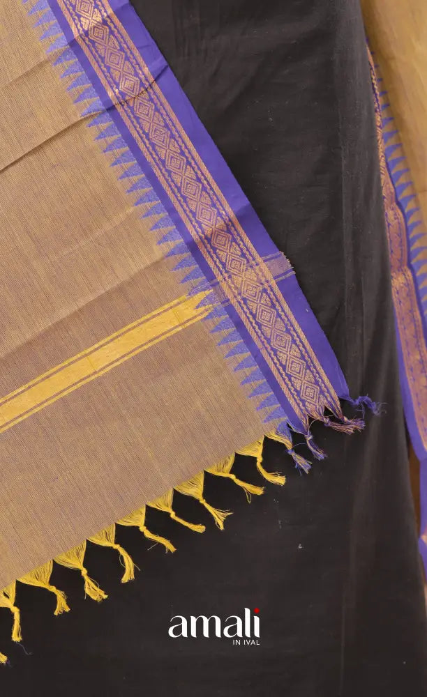 Two-Tone Henna Green With Dark Blue Chettinad Cotton Dupatta salwar
