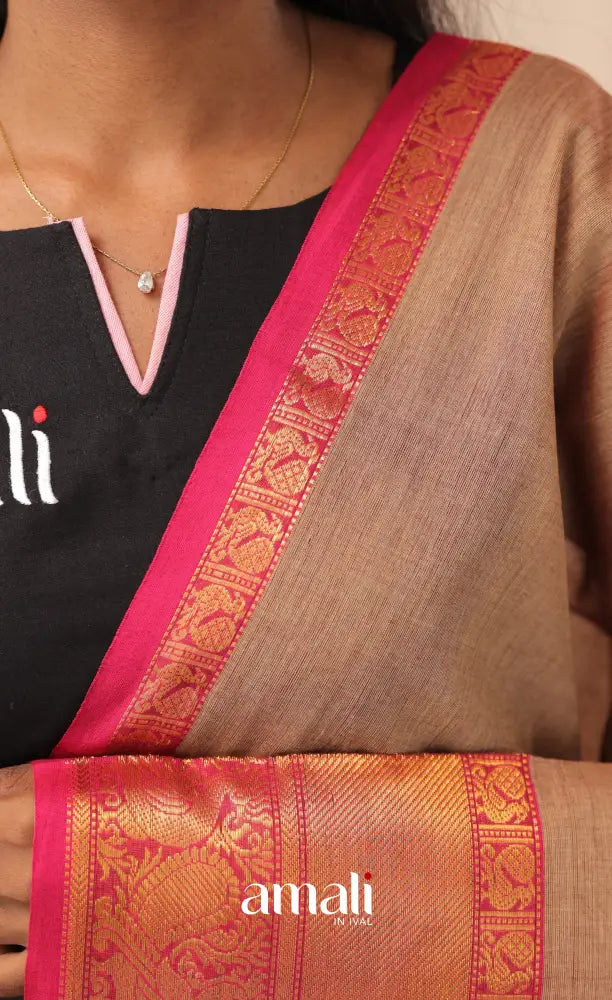 Two-Tone Light Brown With Pink Chettinad Cotton Dupatta salwar