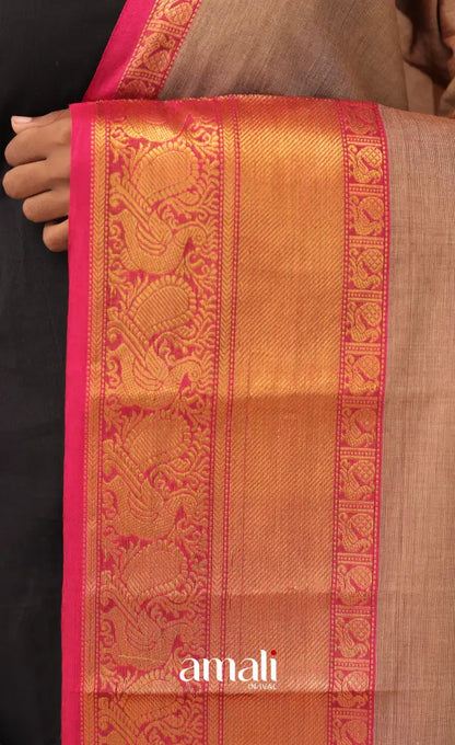 Two-Tone Light Brown With Pink Chettinad Cotton Dupatta salwar
