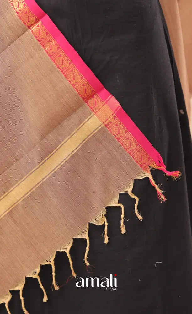 Two-Tone Light Brown With Pink Chettinad Cotton Dupatta salwar