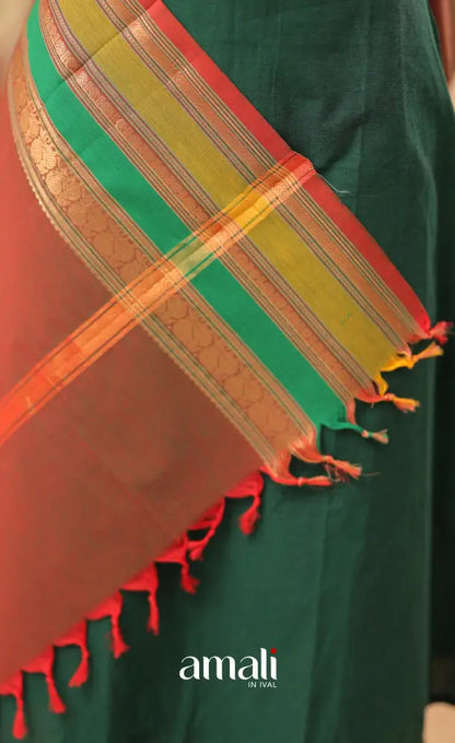 Two-Tone Maroon With Multicolours Chettinad Cotton Dupatta salwar